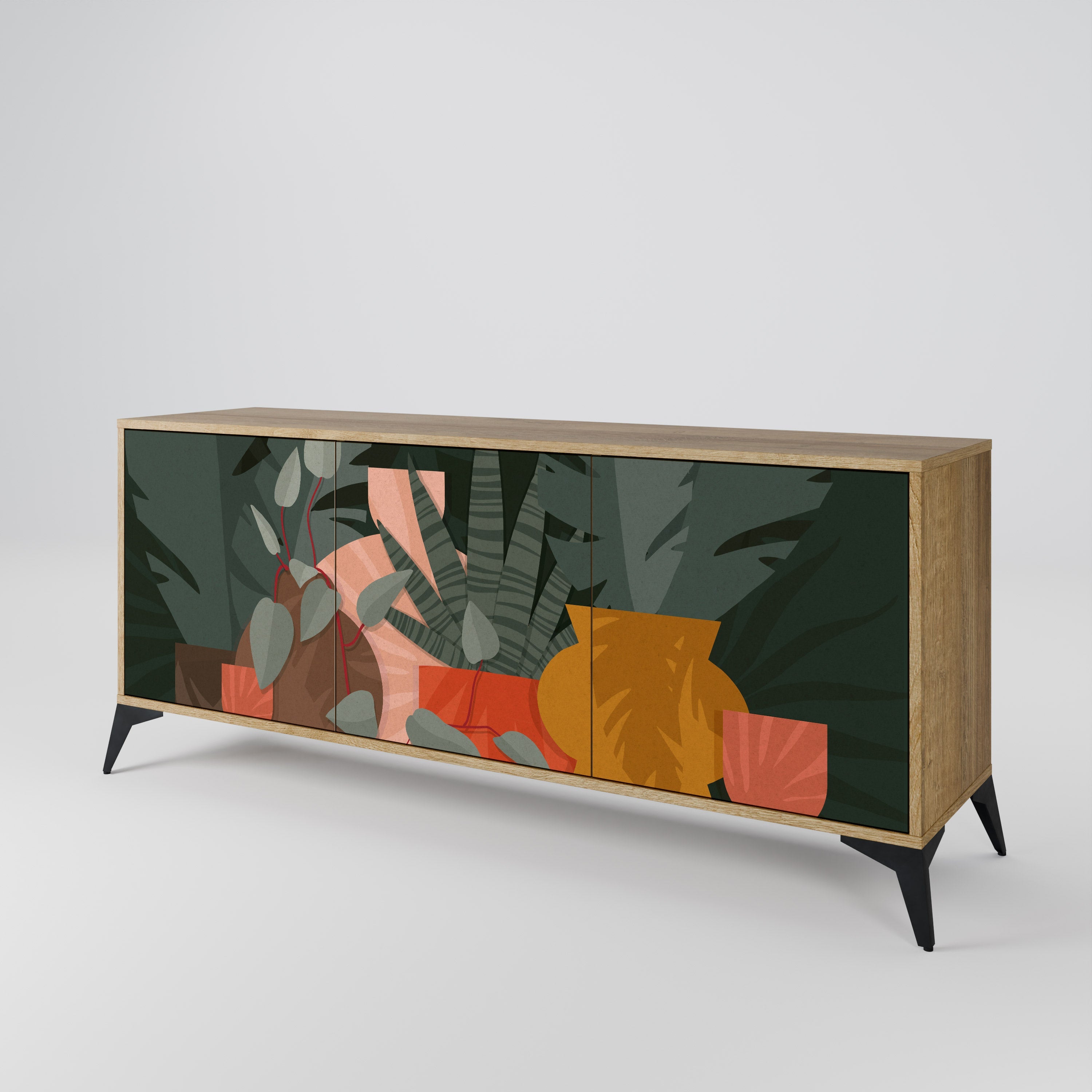 TROPICAL COMPOSITION 3-türiges Sideboard in Eichenoptik