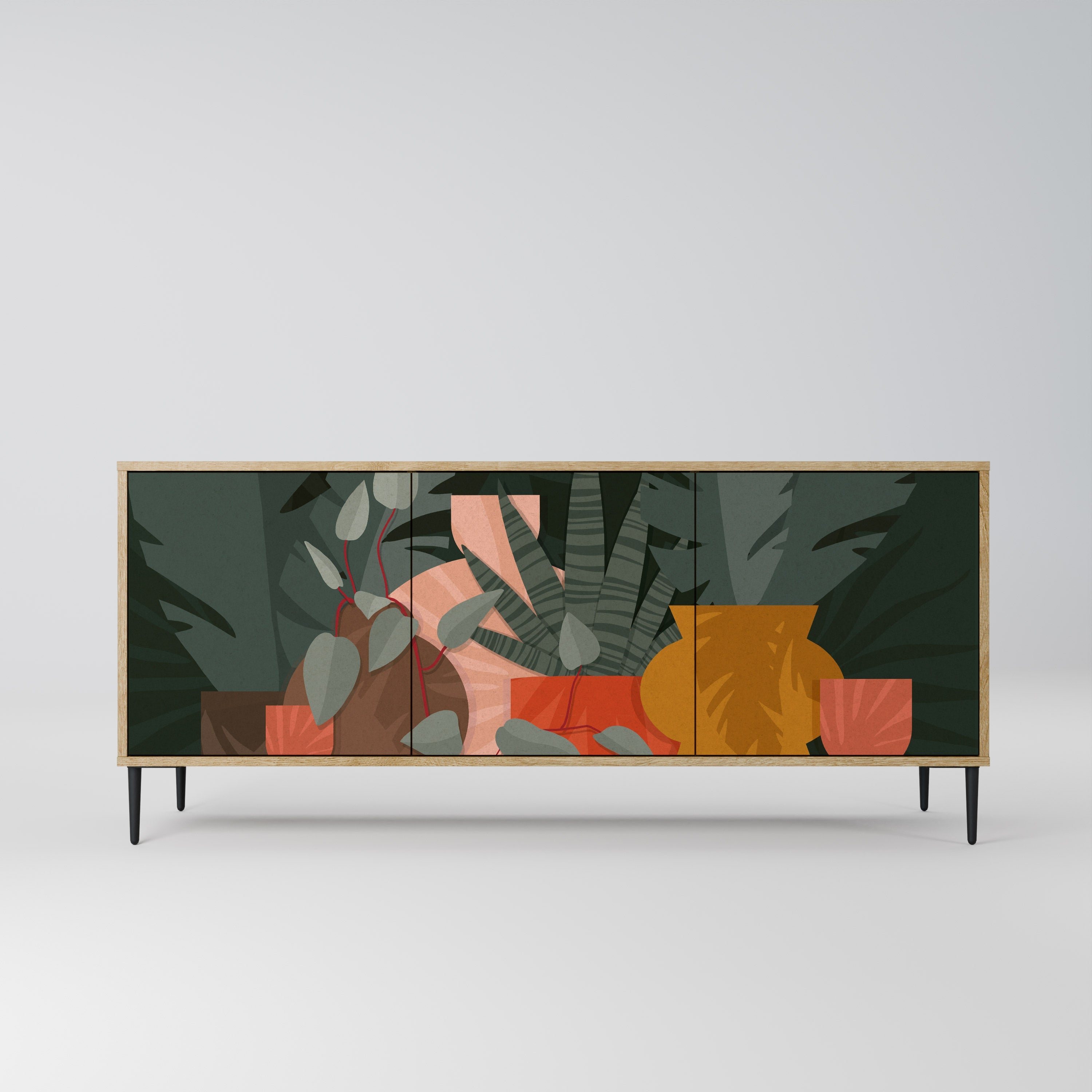 TROPICAL COMPOSITION 3-türiges Sideboard in Eichenoptik