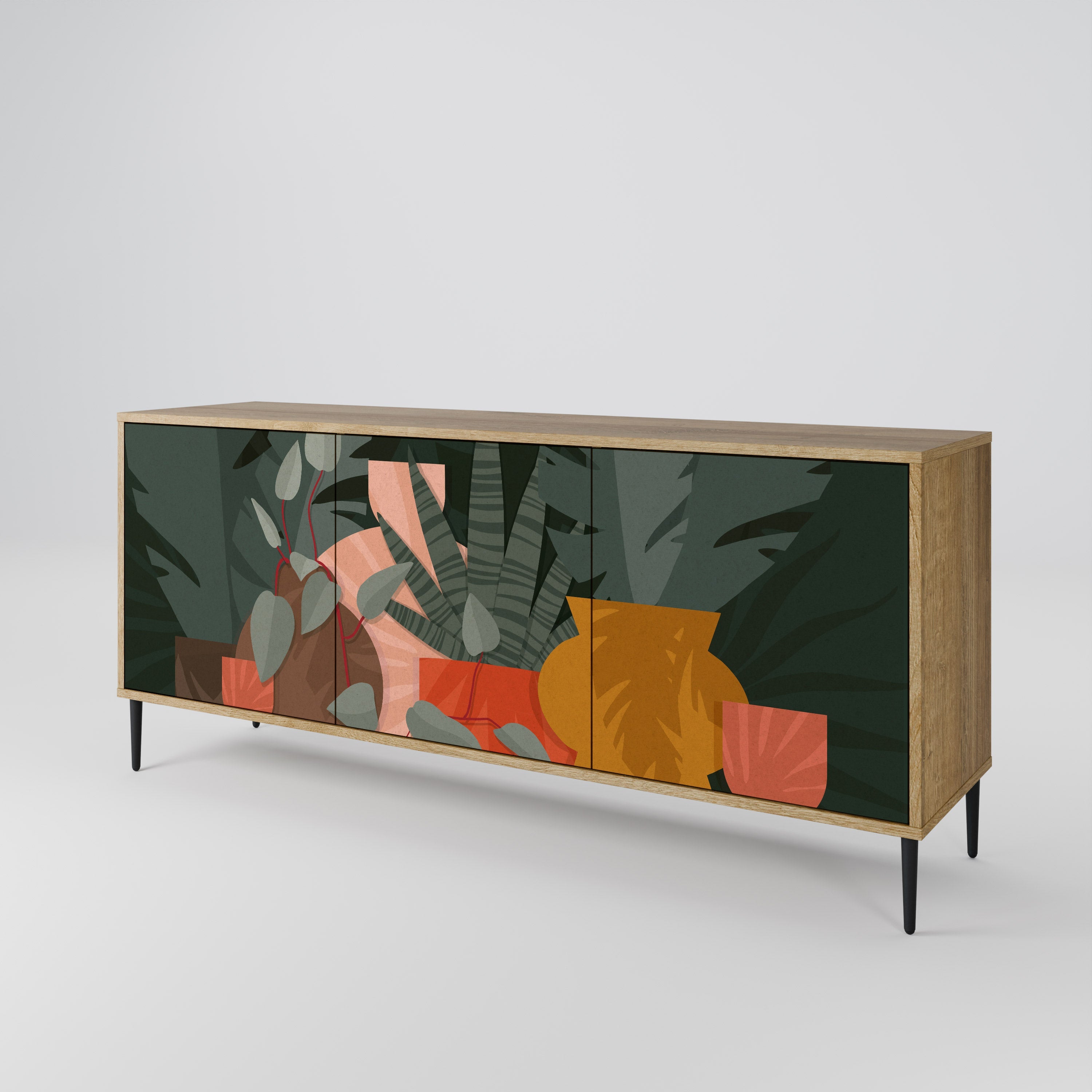 TROPICAL COMPOSITION 3-türiges Sideboard in Eichenoptik
