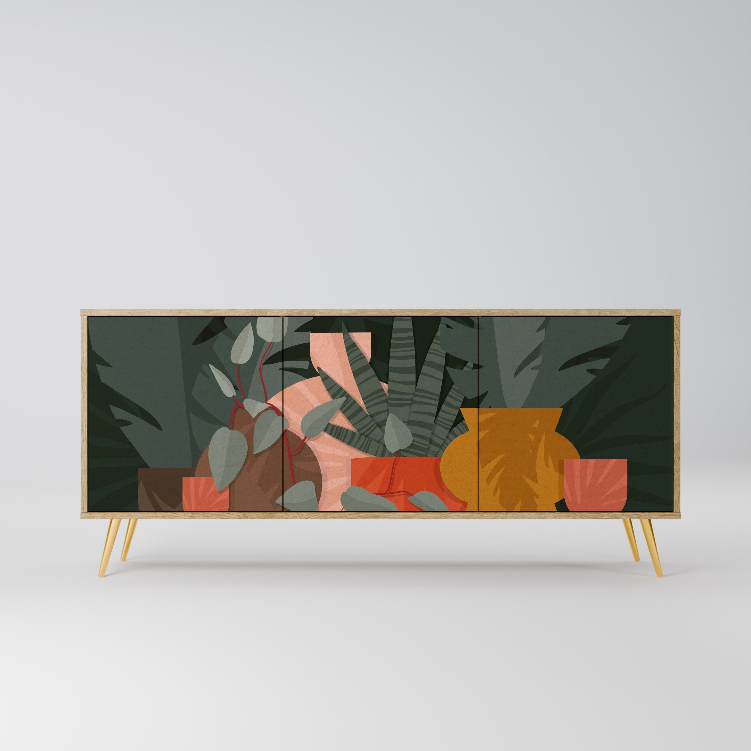 TROPICAL COMPOSITION 3-türiges Sideboard in Eichenoptik