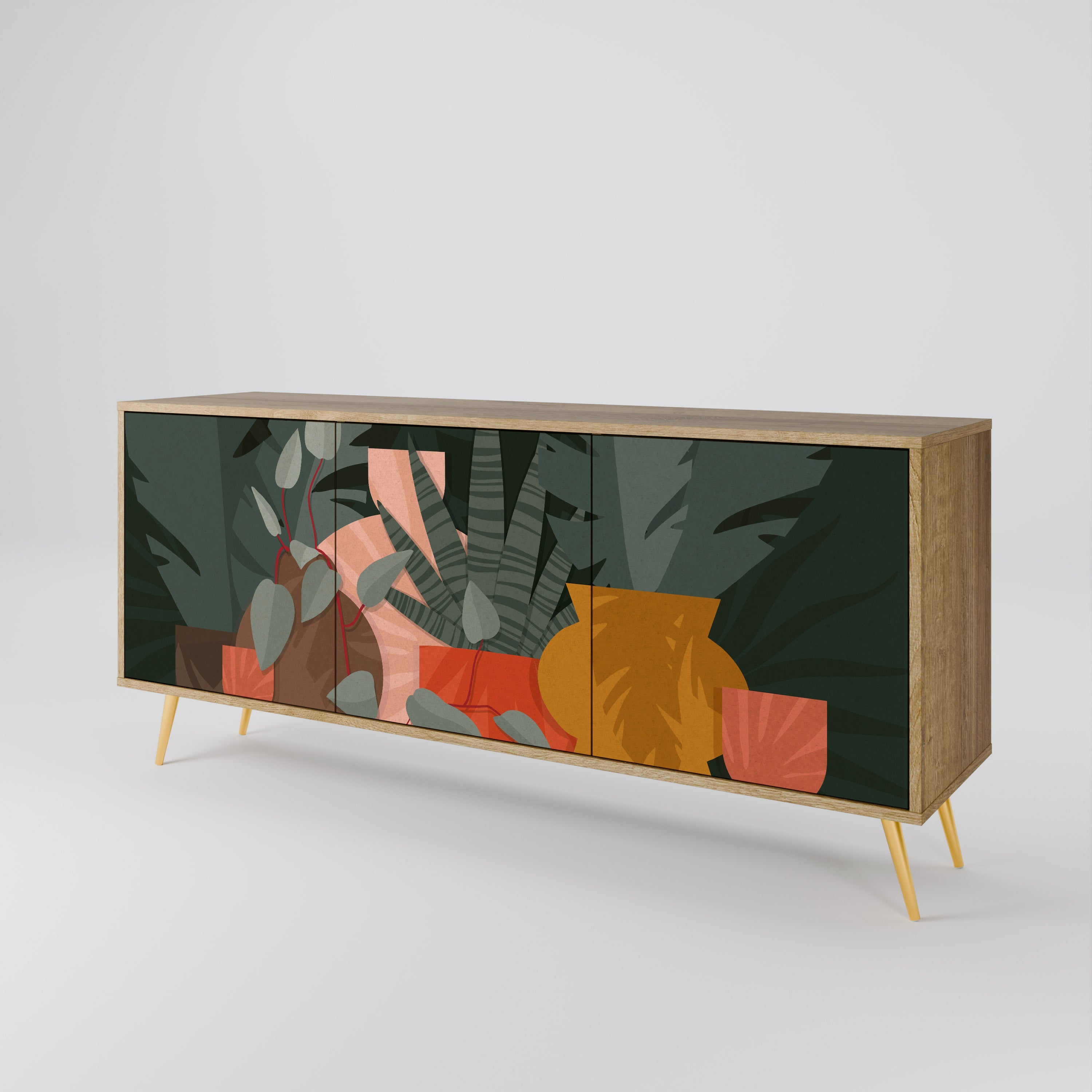 TROPICAL COMPOSITION 3-türiges Sideboard in Eichenoptik