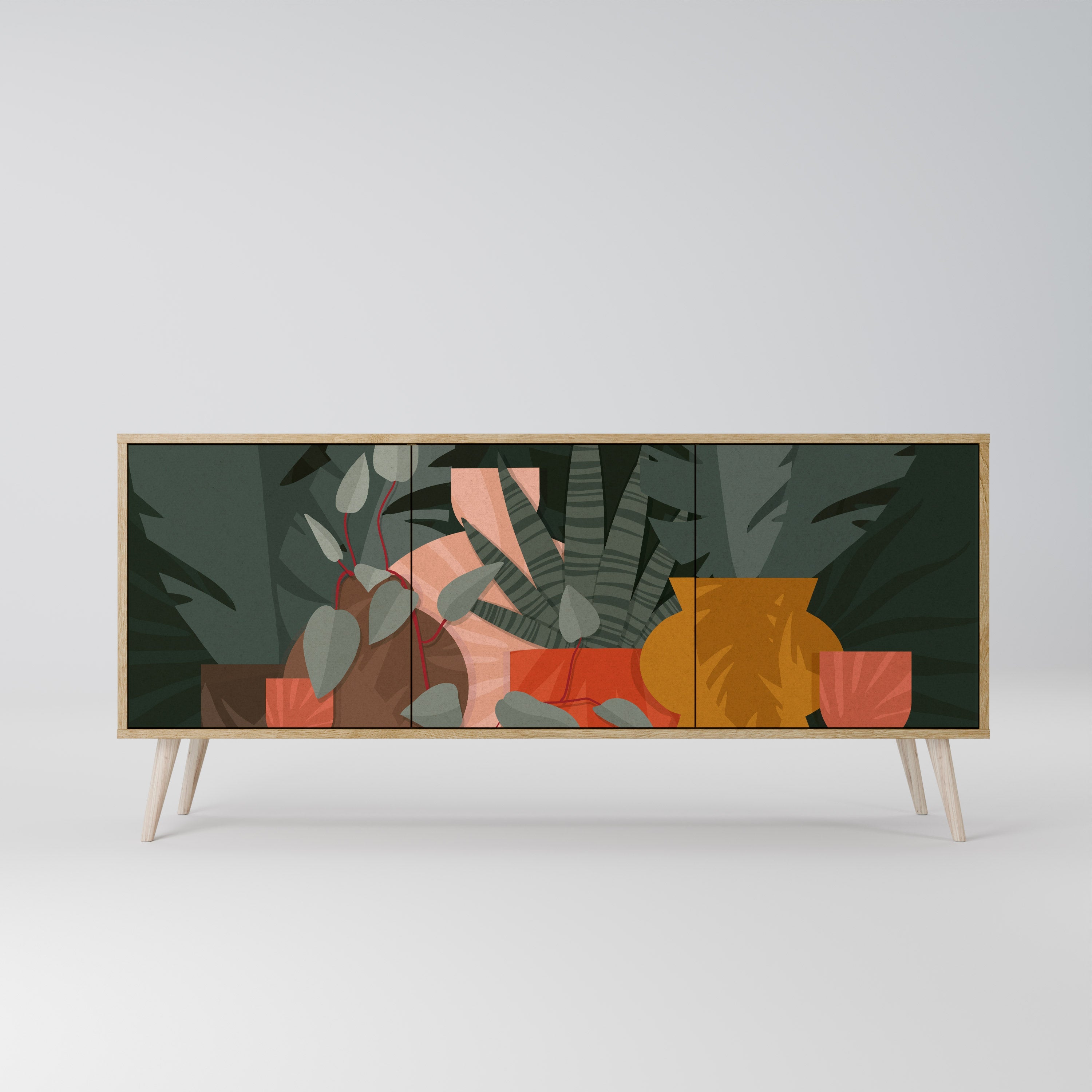 TROPICAL COMPOSITION 3-türiges Sideboard in Eichenoptik