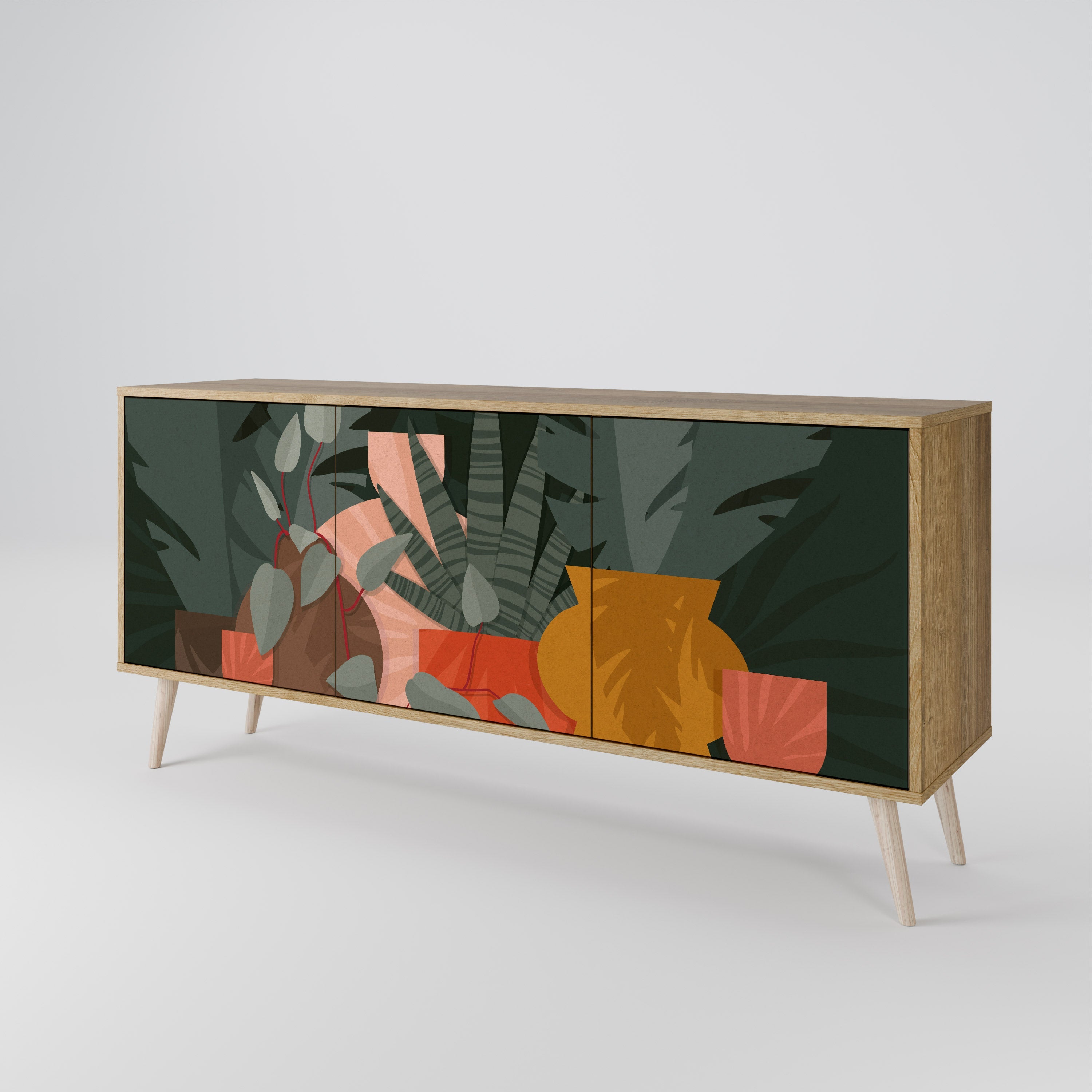 TROPICAL COMPOSITION 3-türiges Sideboard in Eichenoptik