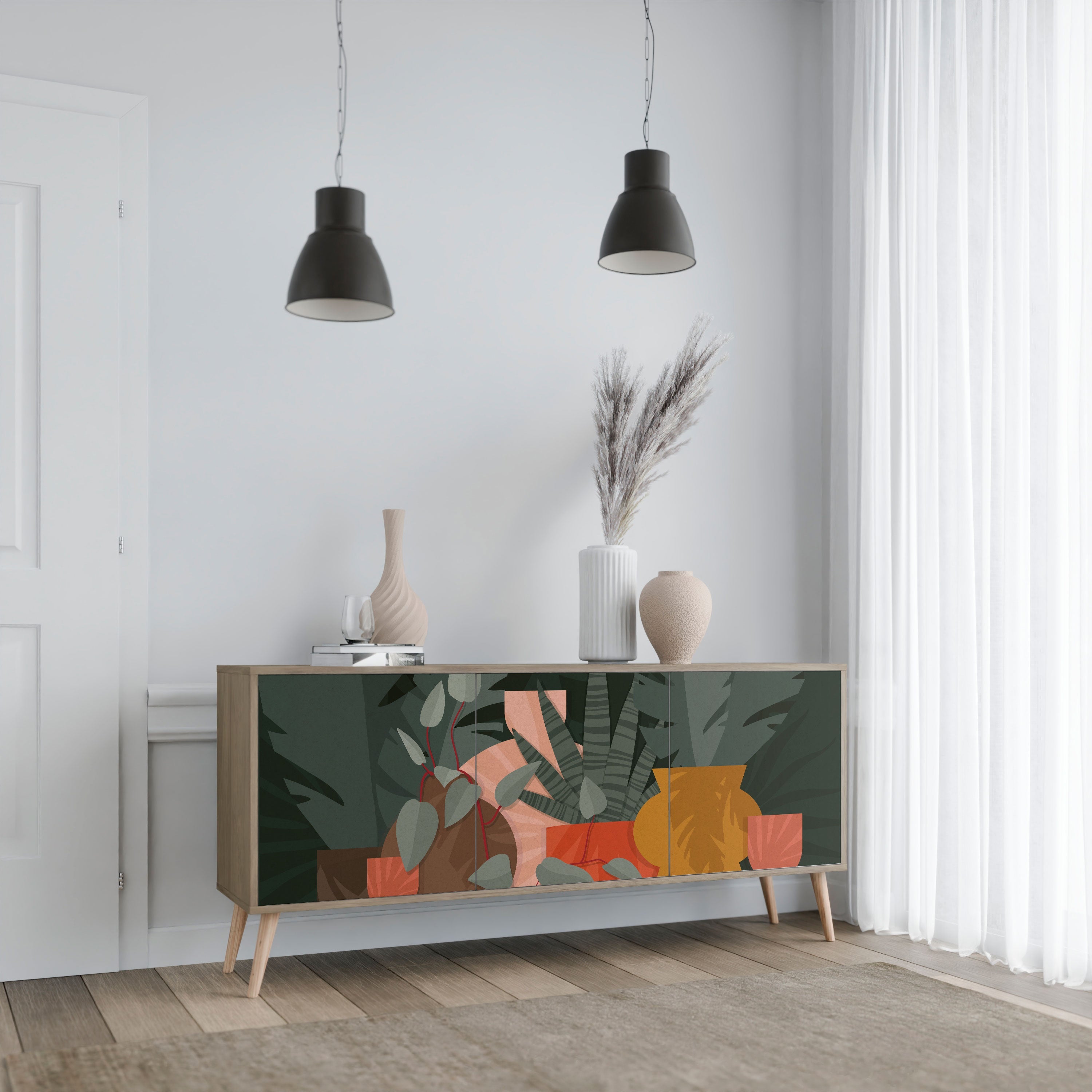 TROPICAL COMPOSITION 3-türiges Sideboard in Eichenoptik
