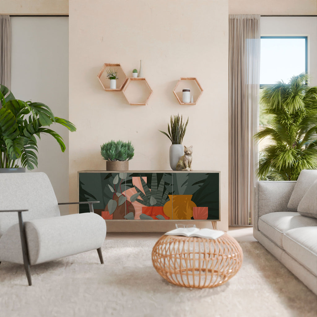 TROPICAL COMPOSITION 3-türiges Sideboard in Eichenoptik