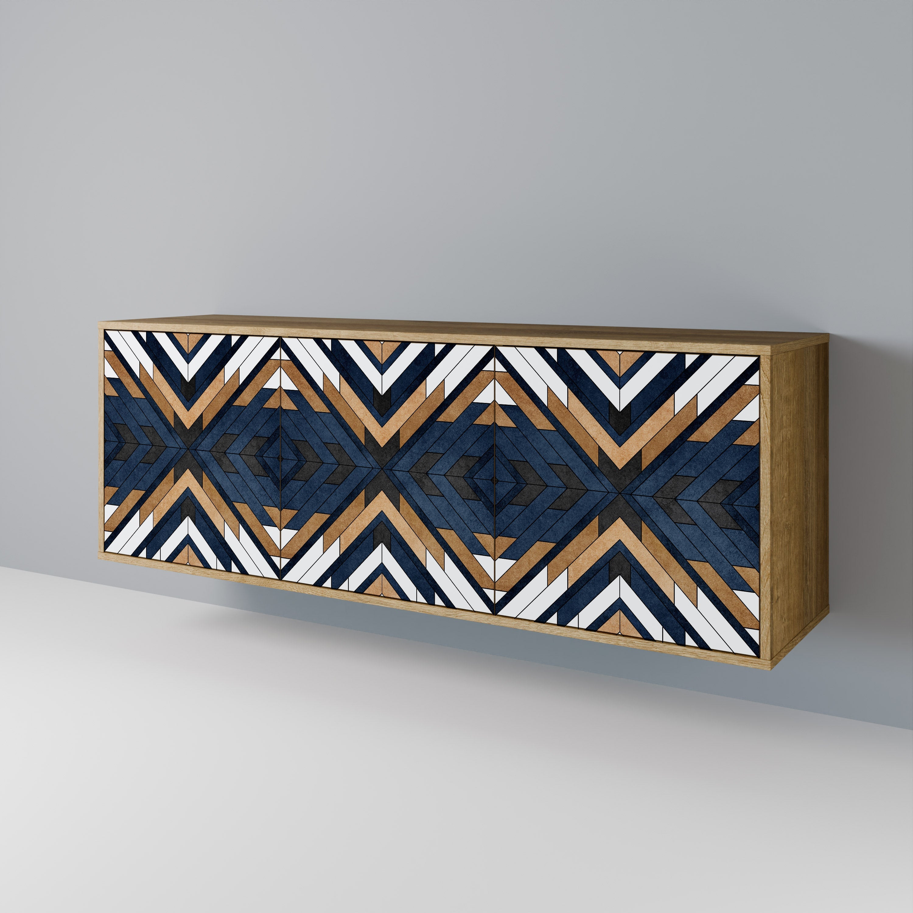 ARTFUL GEOMETRY 3-türiges Sideboard in Eichenoptik
