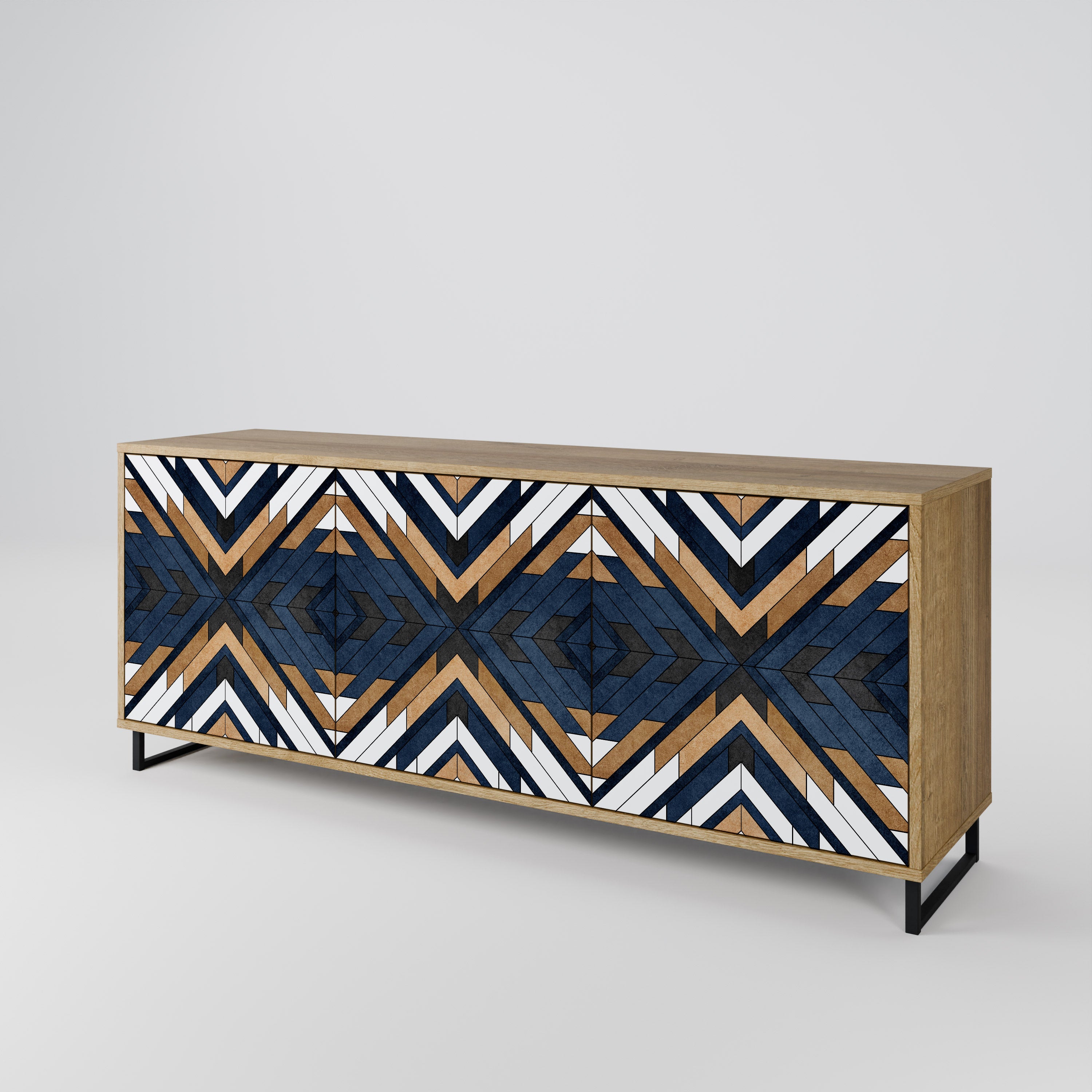 ARTFUL GEOMETRY 3-türiges Sideboard in Eichenoptik