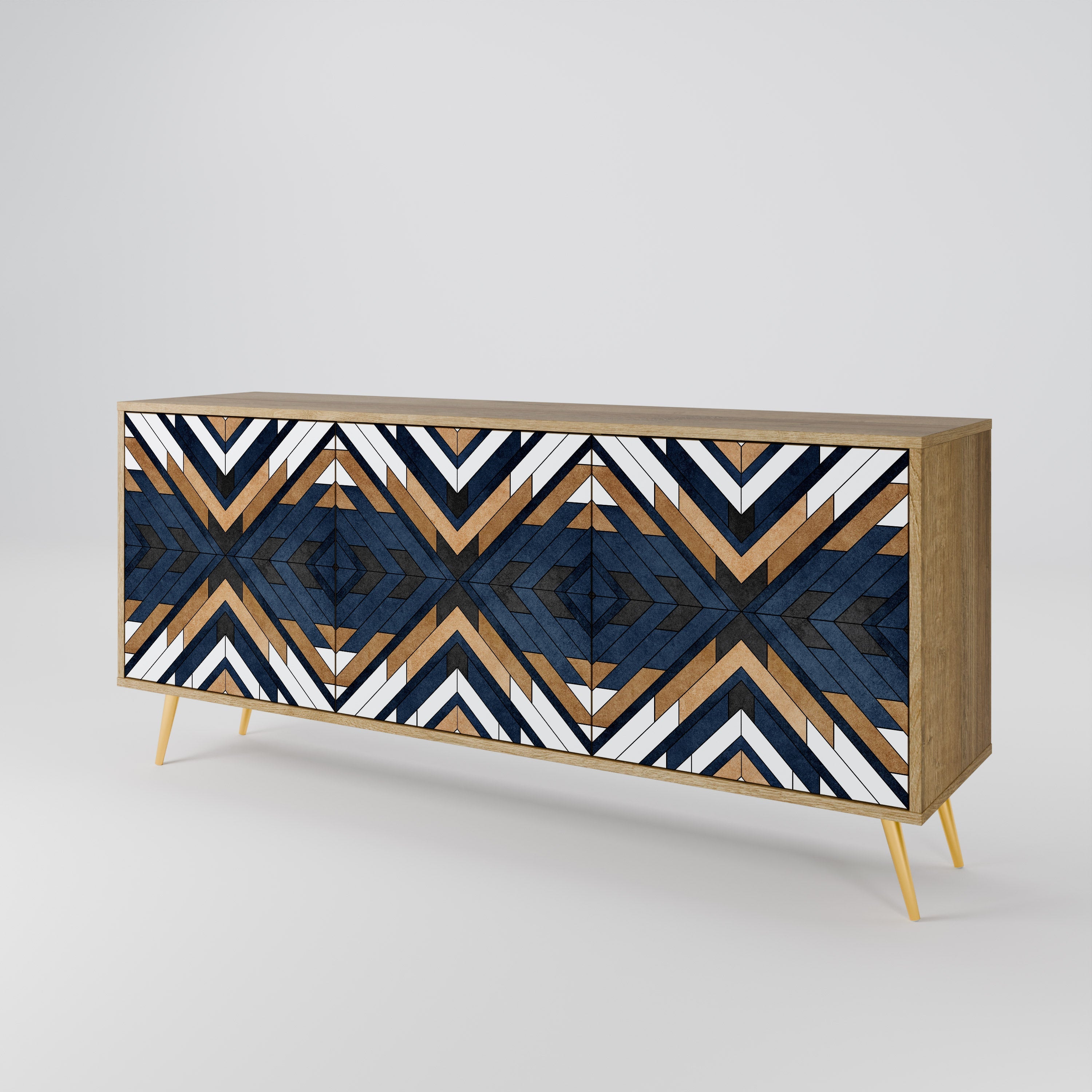 ARTFUL GEOMETRY 3-türiges Sideboard in Eichenoptik