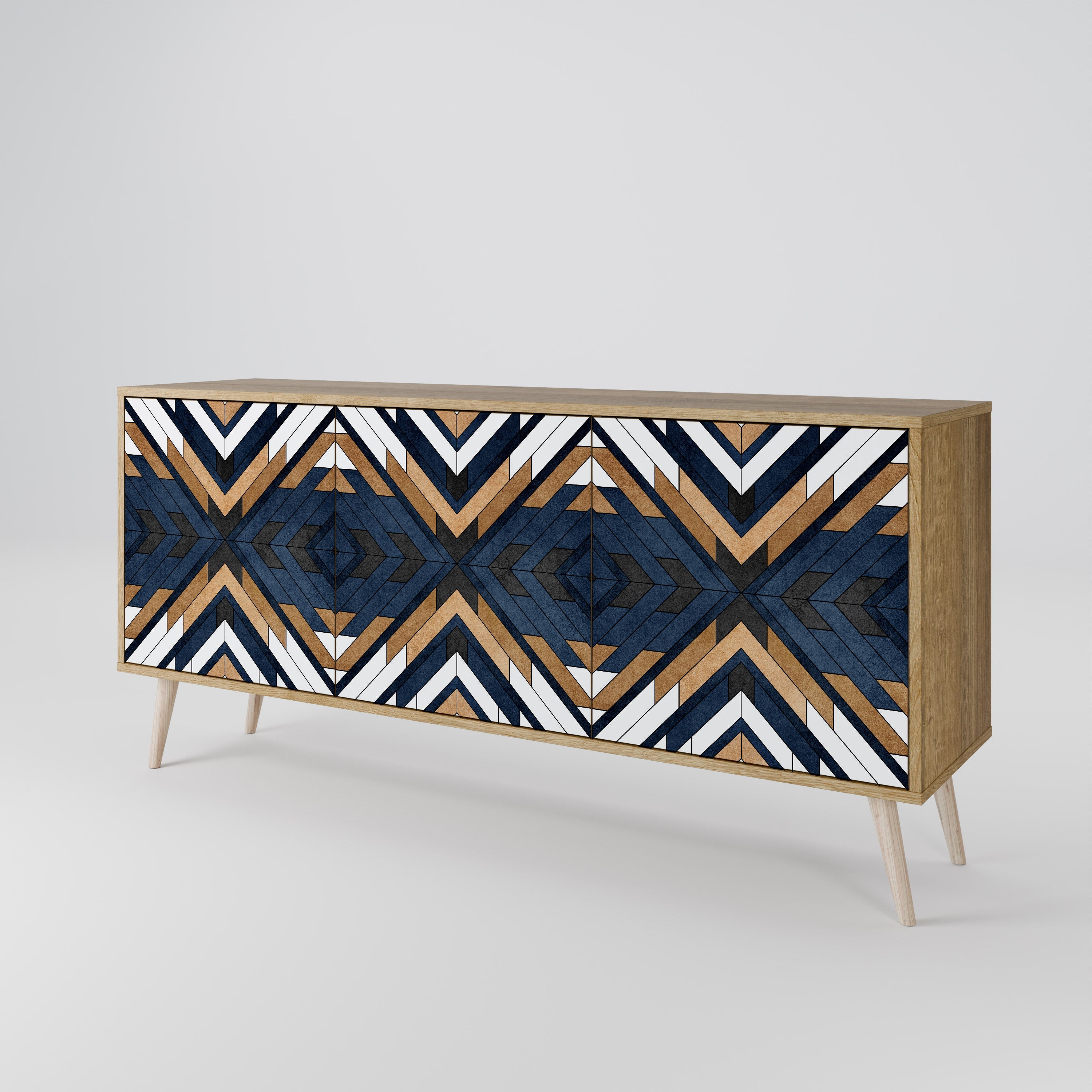 ARTFUL GEOMETRY 3-türiges Sideboard in Eichenoptik