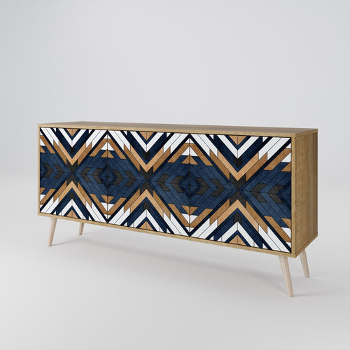 ARTFUL GEOMETRY Sideboard mit 3 Türen in Eiche-Optik