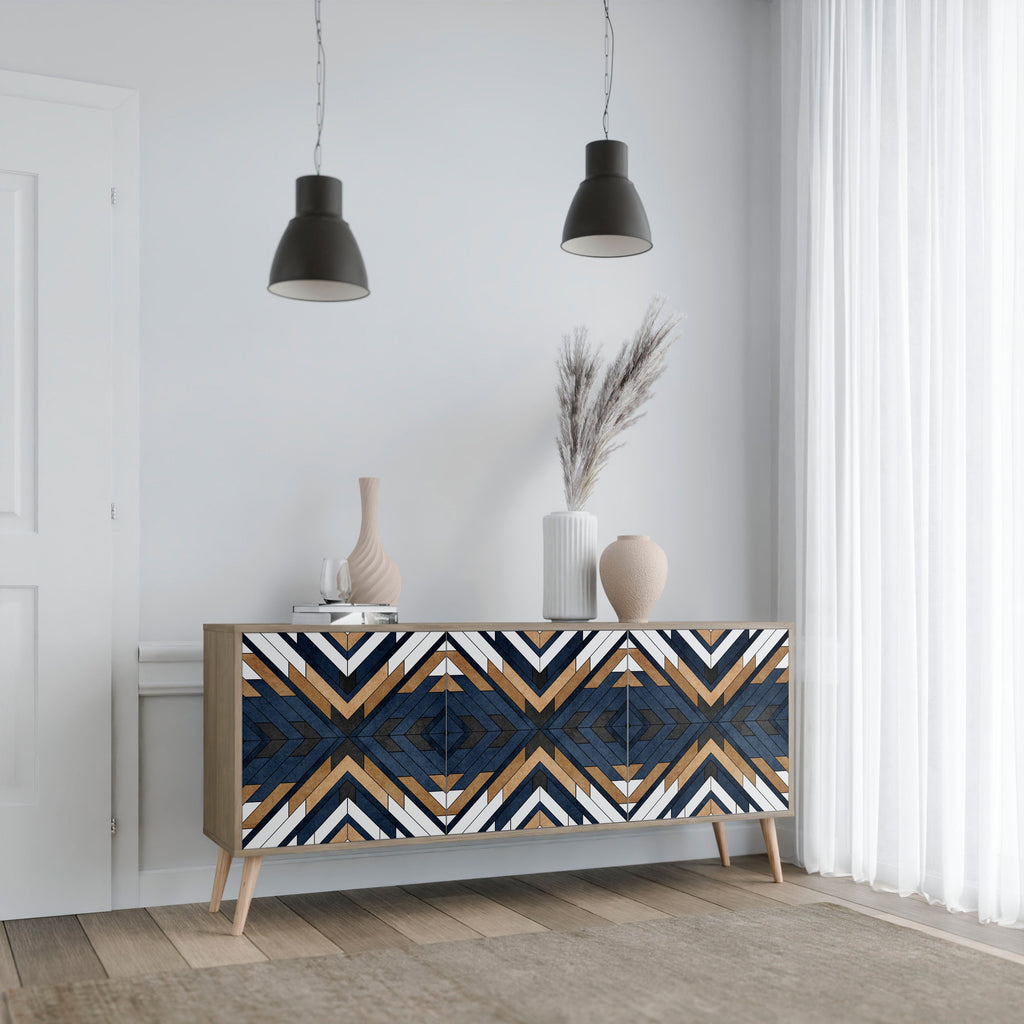ARTFUL GEOMETRY 3-türiges Sideboard in Eichenoptik