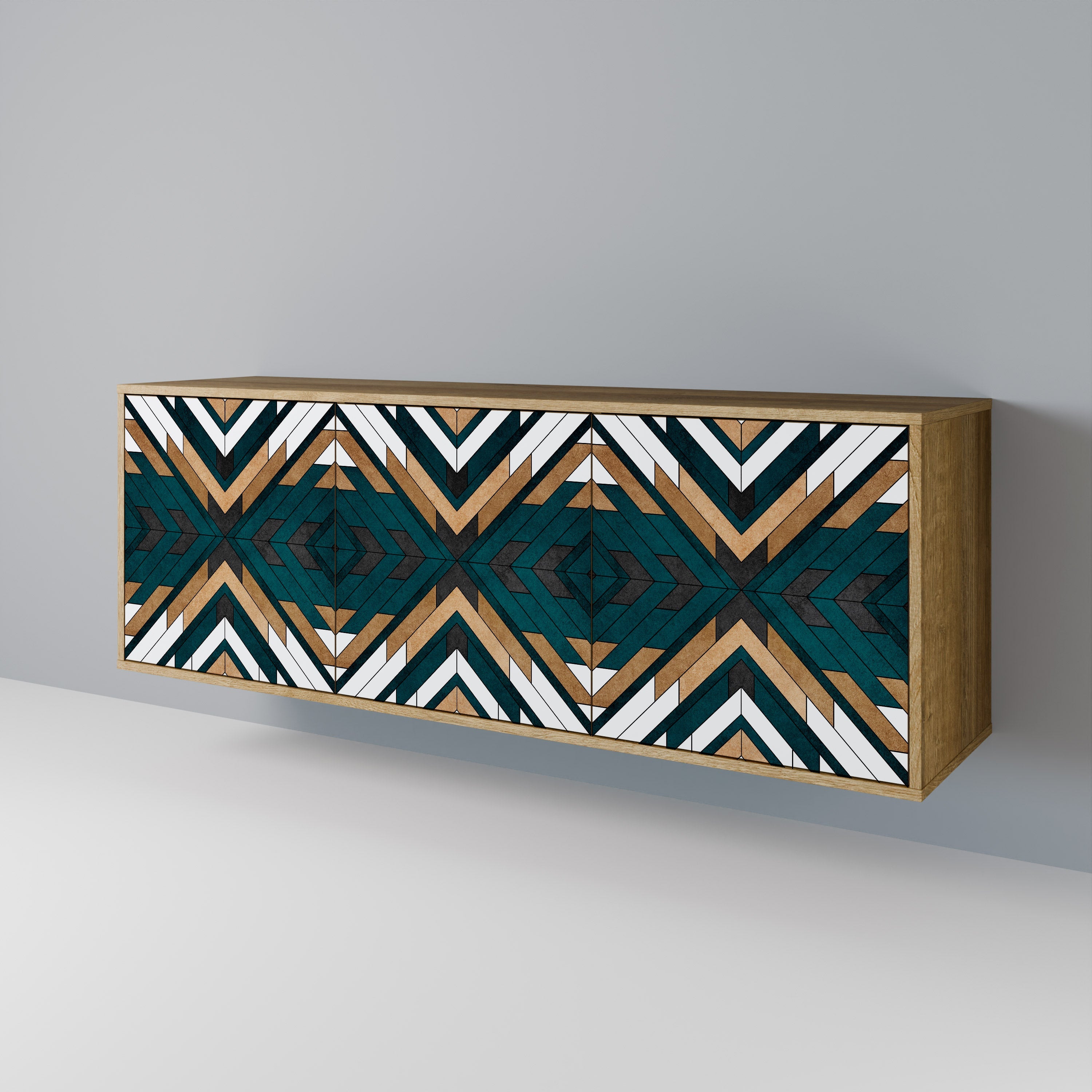 ARTISTIC GEOMETRY 3-türiges Sideboard in Eichenoptik