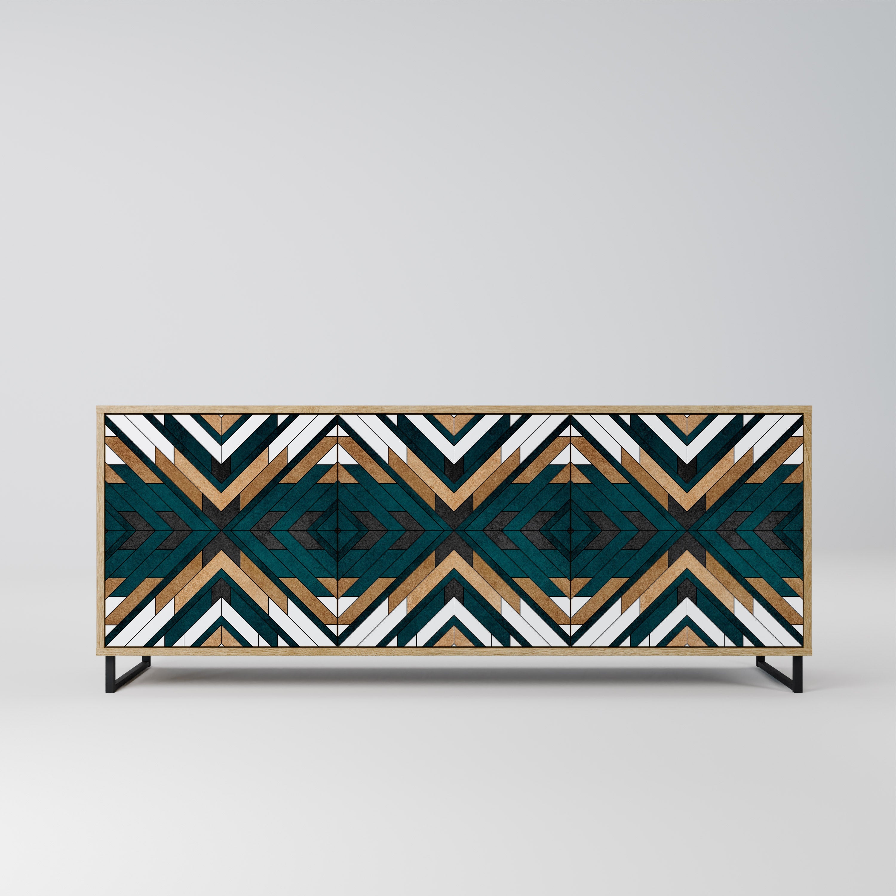 ARTISTIC GEOMETRY 3-türiges Sideboard in Eichenoptik