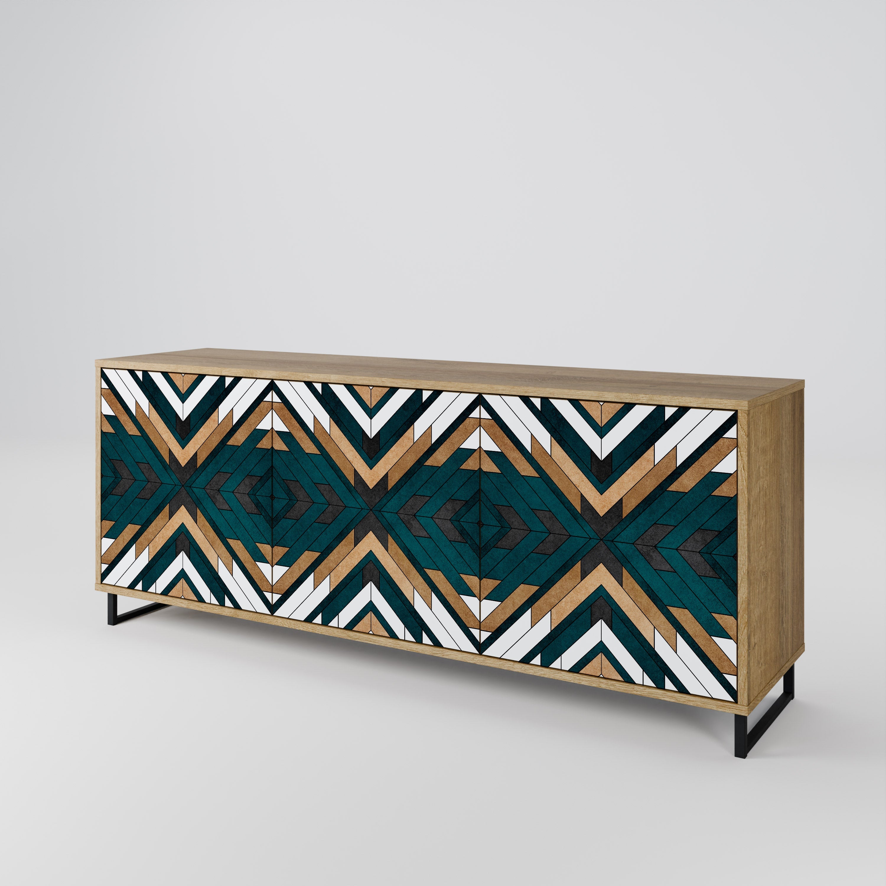 ARTISTIC GEOMETRY 3-türiges Sideboard in Eichenoptik