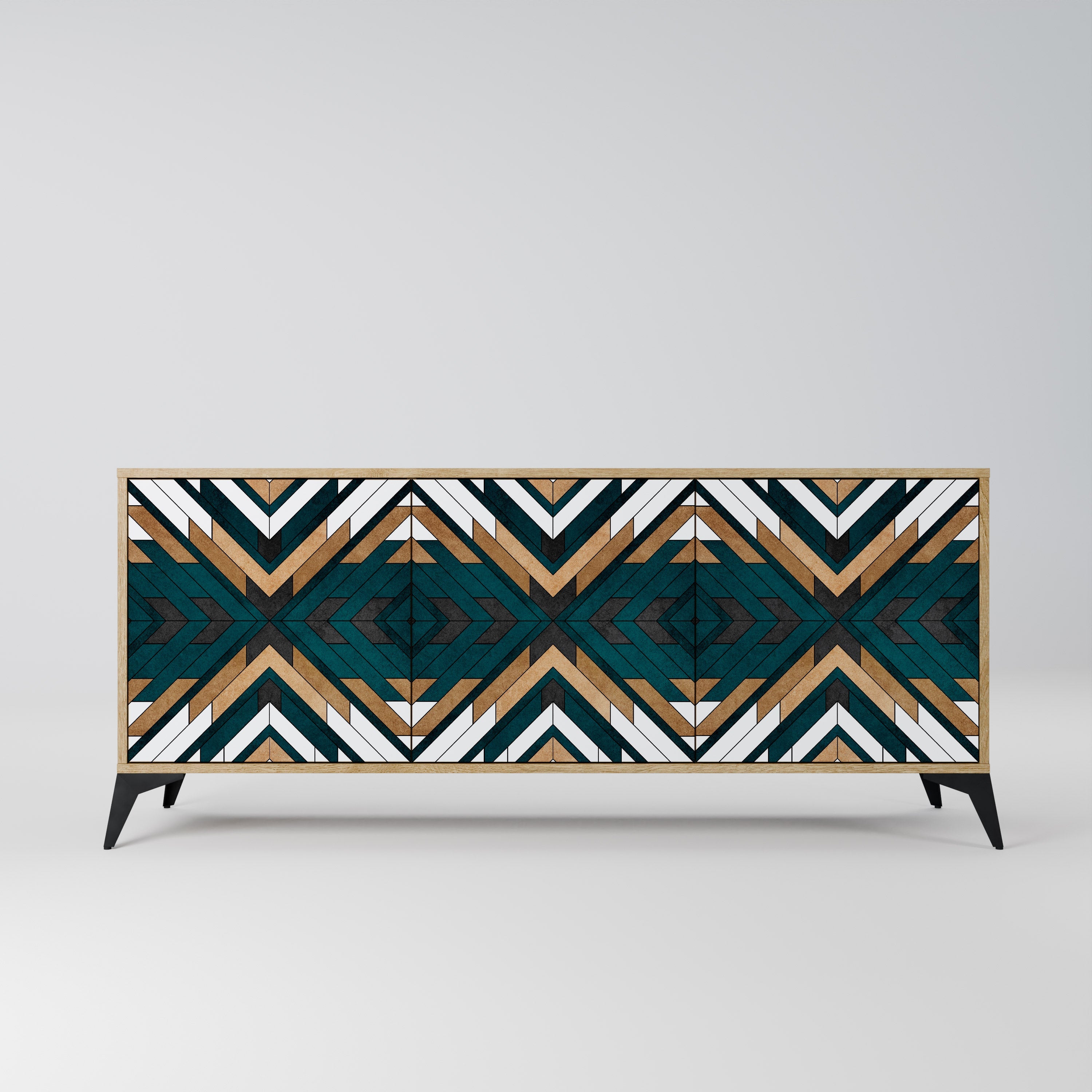 ARTISTIC GEOMETRY 3-türiges Sideboard in Eichenoptik