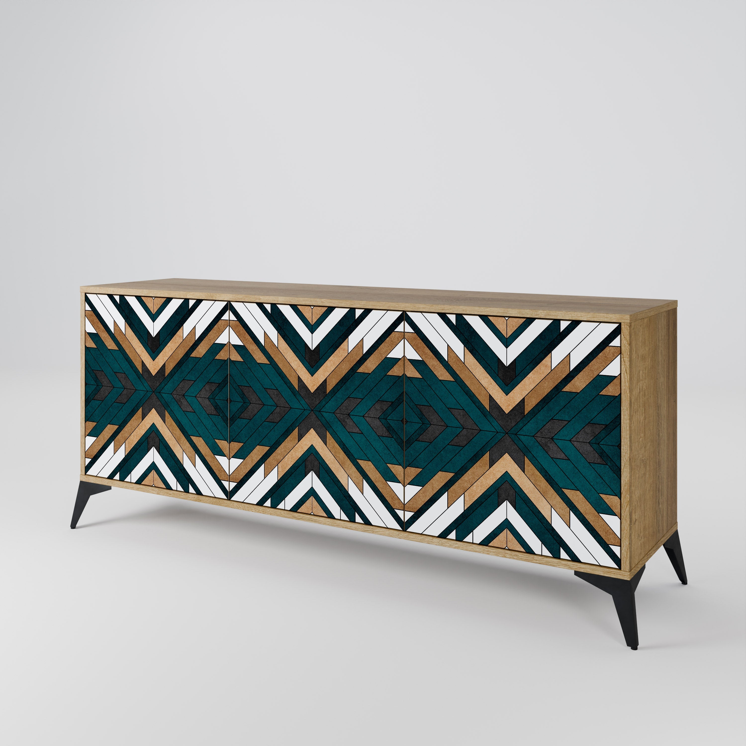 ARTISTIC GEOMETRY 3-türiges Sideboard in Eichenoptik