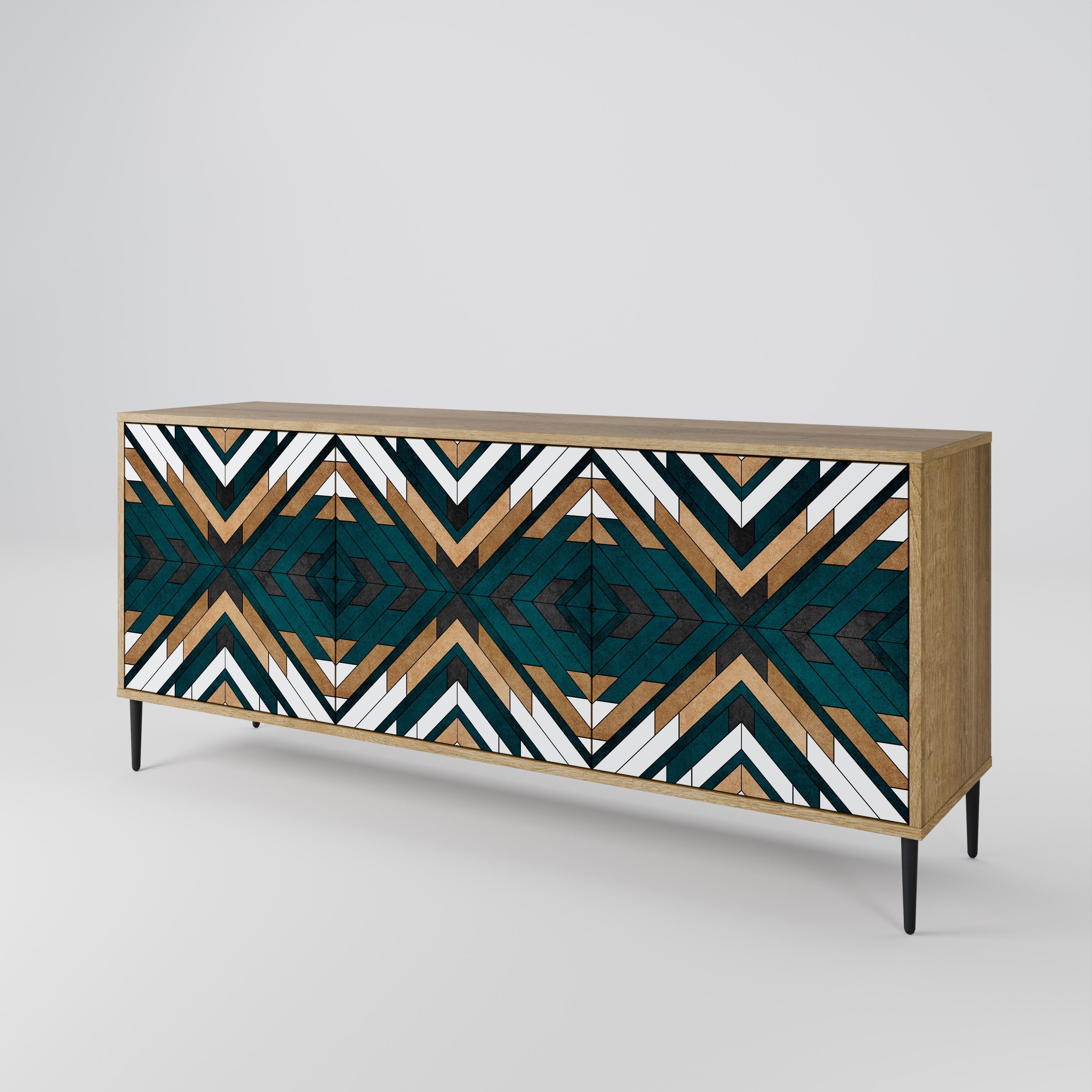 ARTISTIC GEOMETRY 3-türiges Sideboard in Eichenoptik