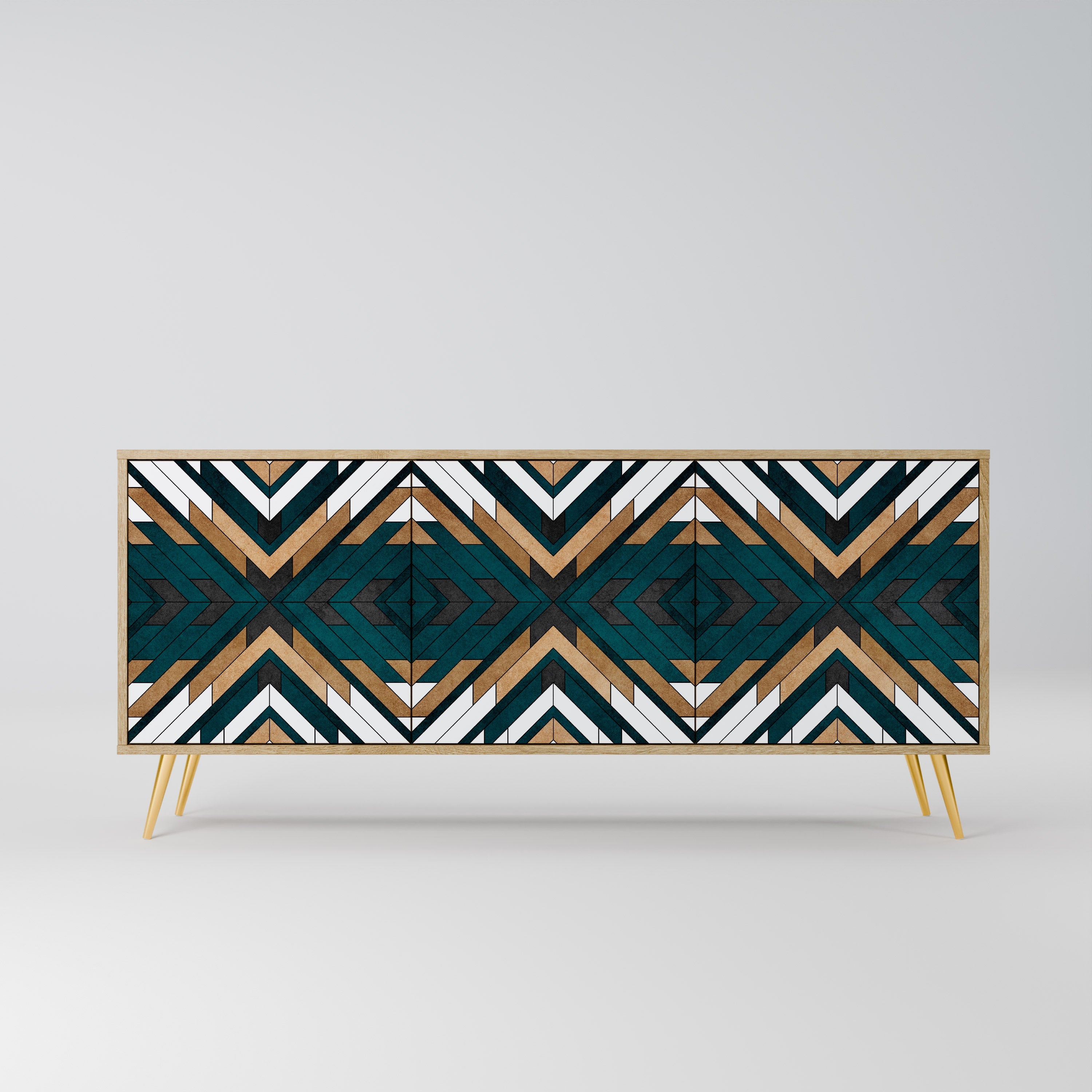 ARTISTIC GEOMETRY 3-türiges Sideboard in Eichenoptik
