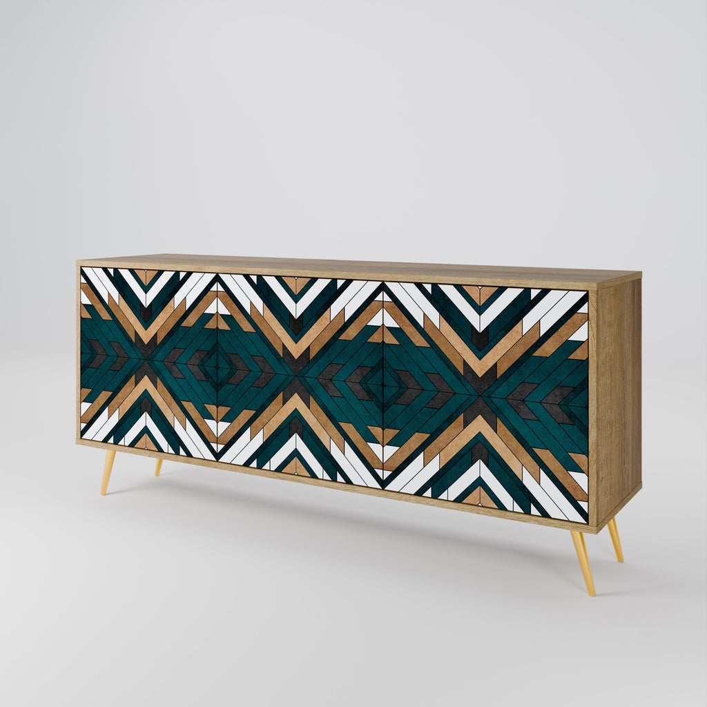 ARTISTIC GEOMETRY 3-türiges Sideboard in Eichenoptik
