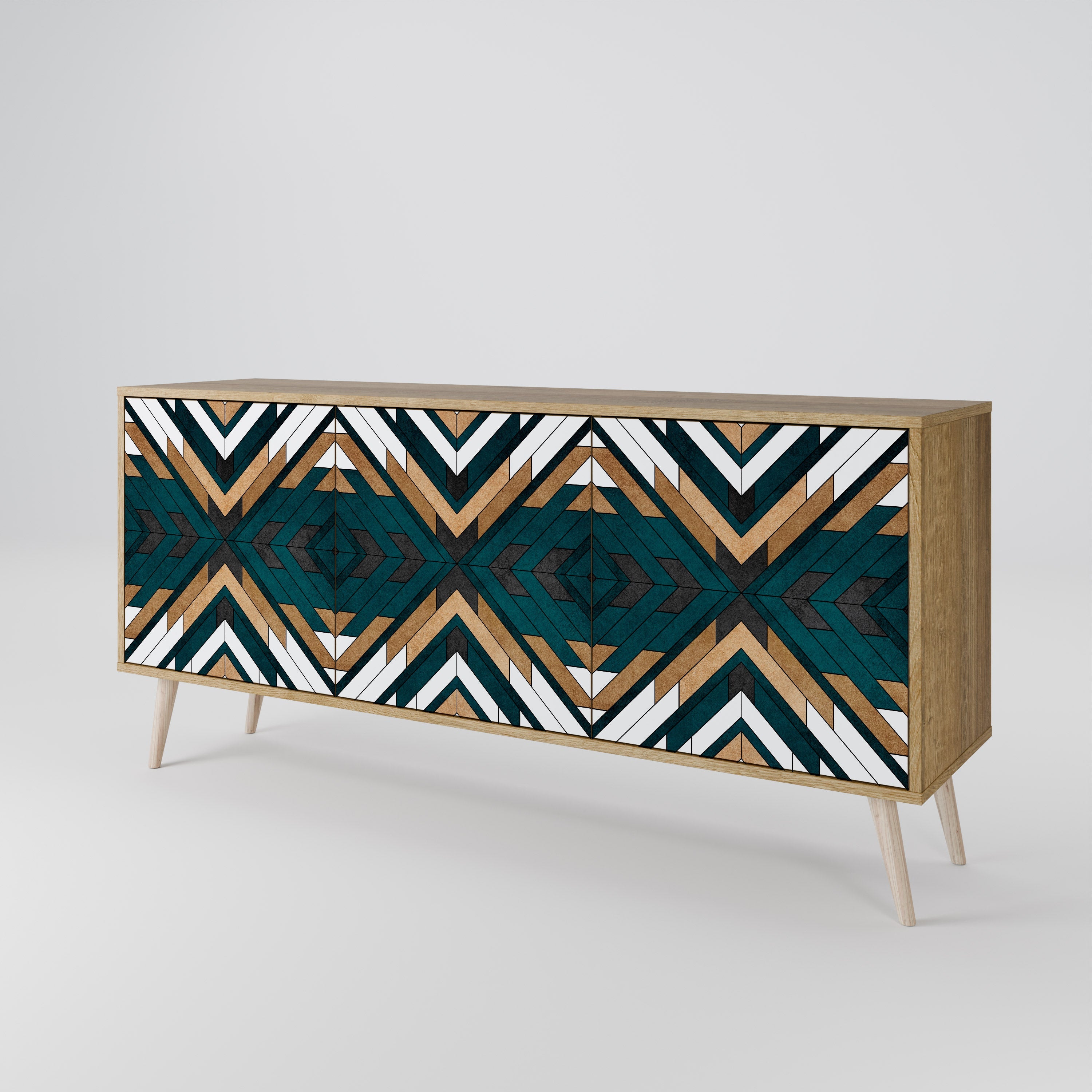 ARTISTIC GEOMETRY 3-türiges Sideboard in Eichenoptik