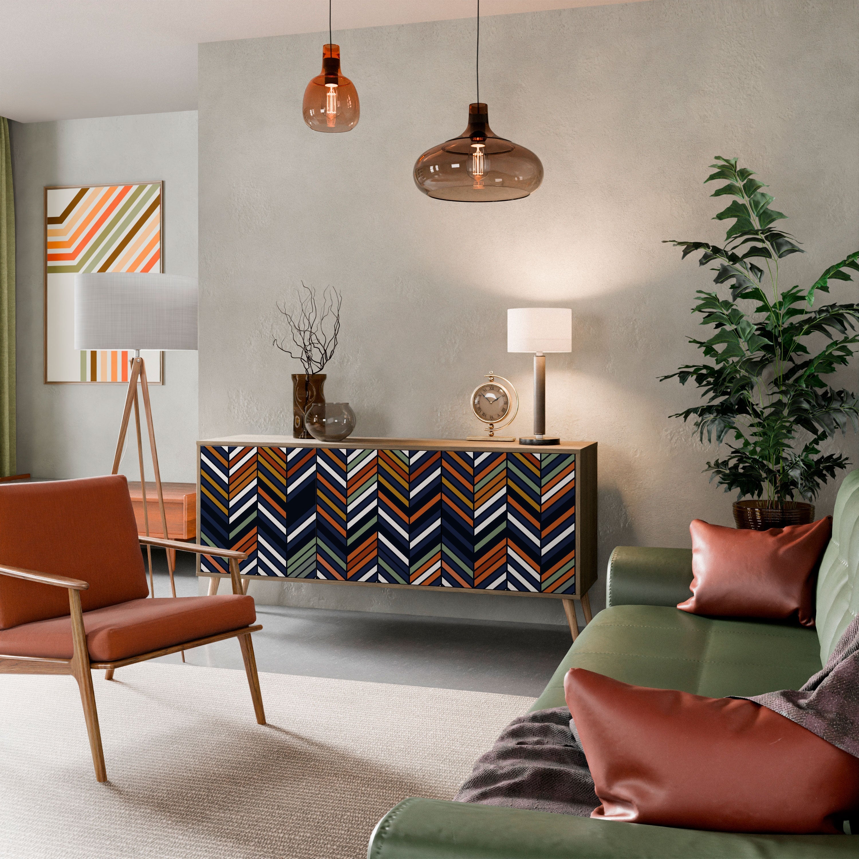 VIBRANT PATCHWORK 3-türiges Sideboard in Eichenoptik
