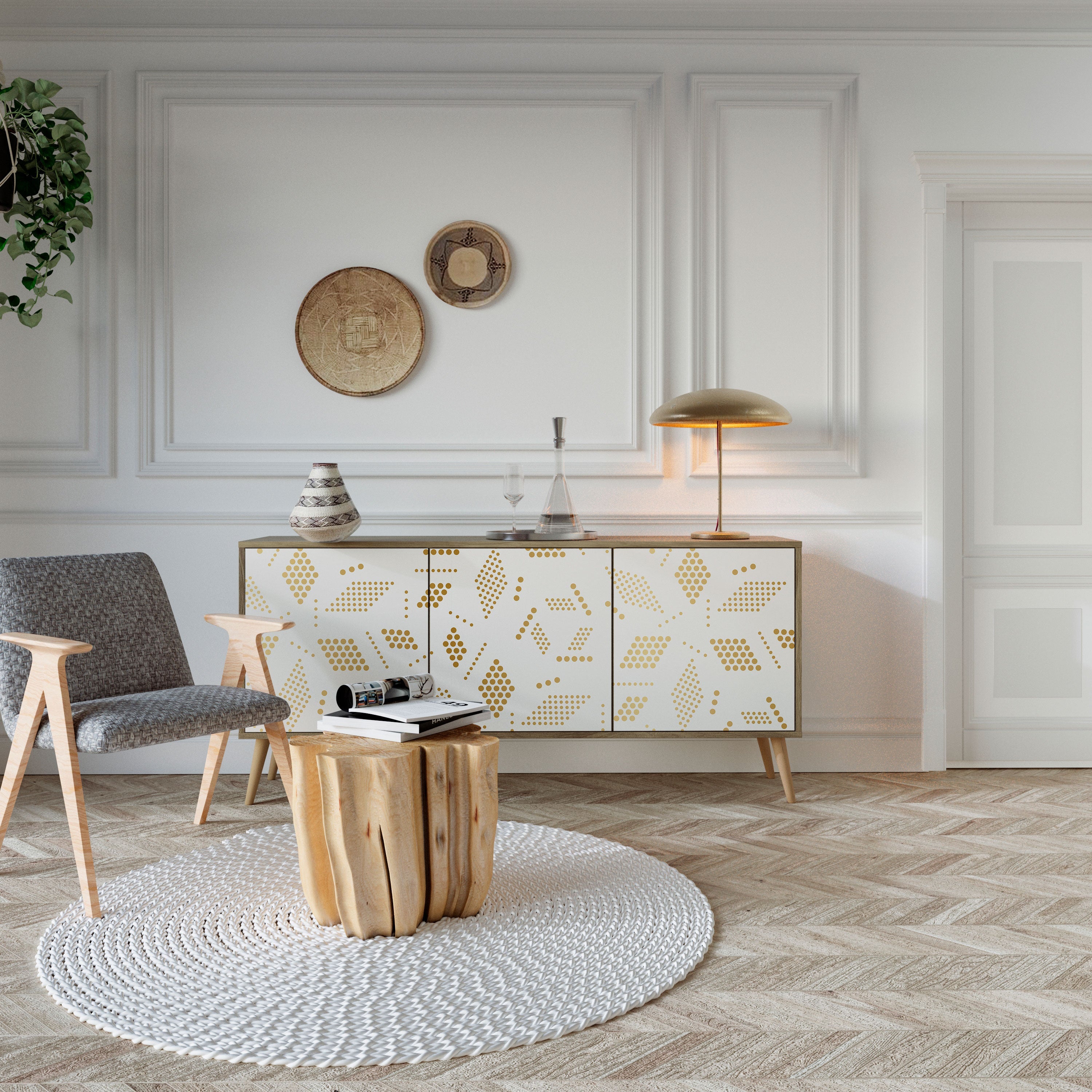 SPOTTED DAZE 3-türiges Sideboard in Eichenoptik