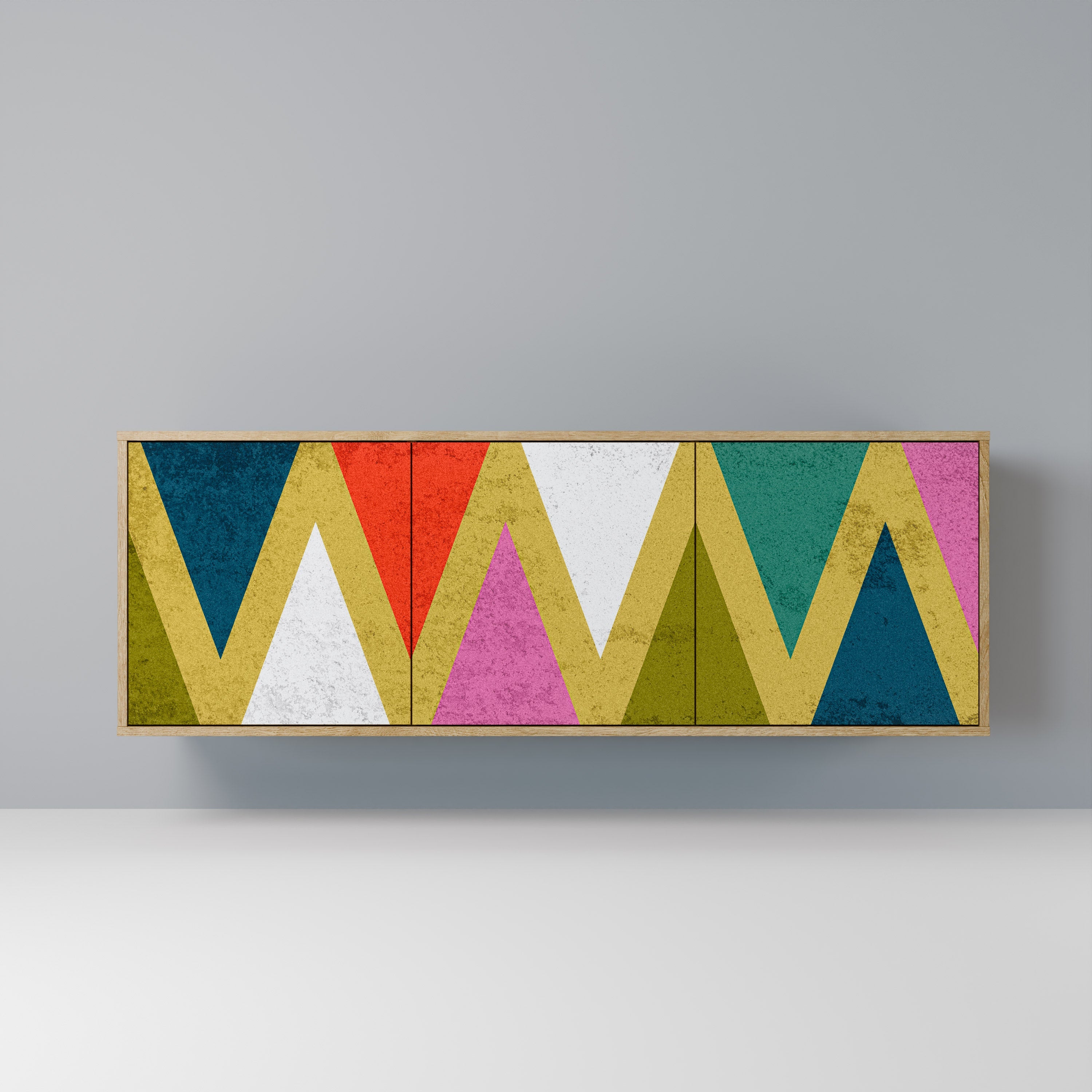 COLORFUL TRIANGLES 3-türiges Sideboard in Eichenoptik