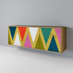 COLORFUL TRIANGLES Sideboard mit 3 Türen in Eiche-Optik