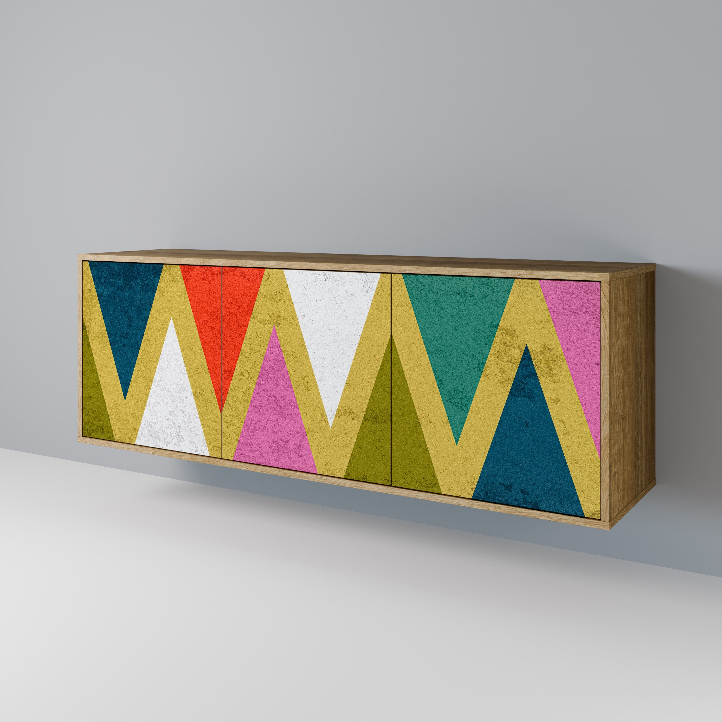 COLORFUL TRIANGLES 3-türiges Sideboard in Eichenoptik