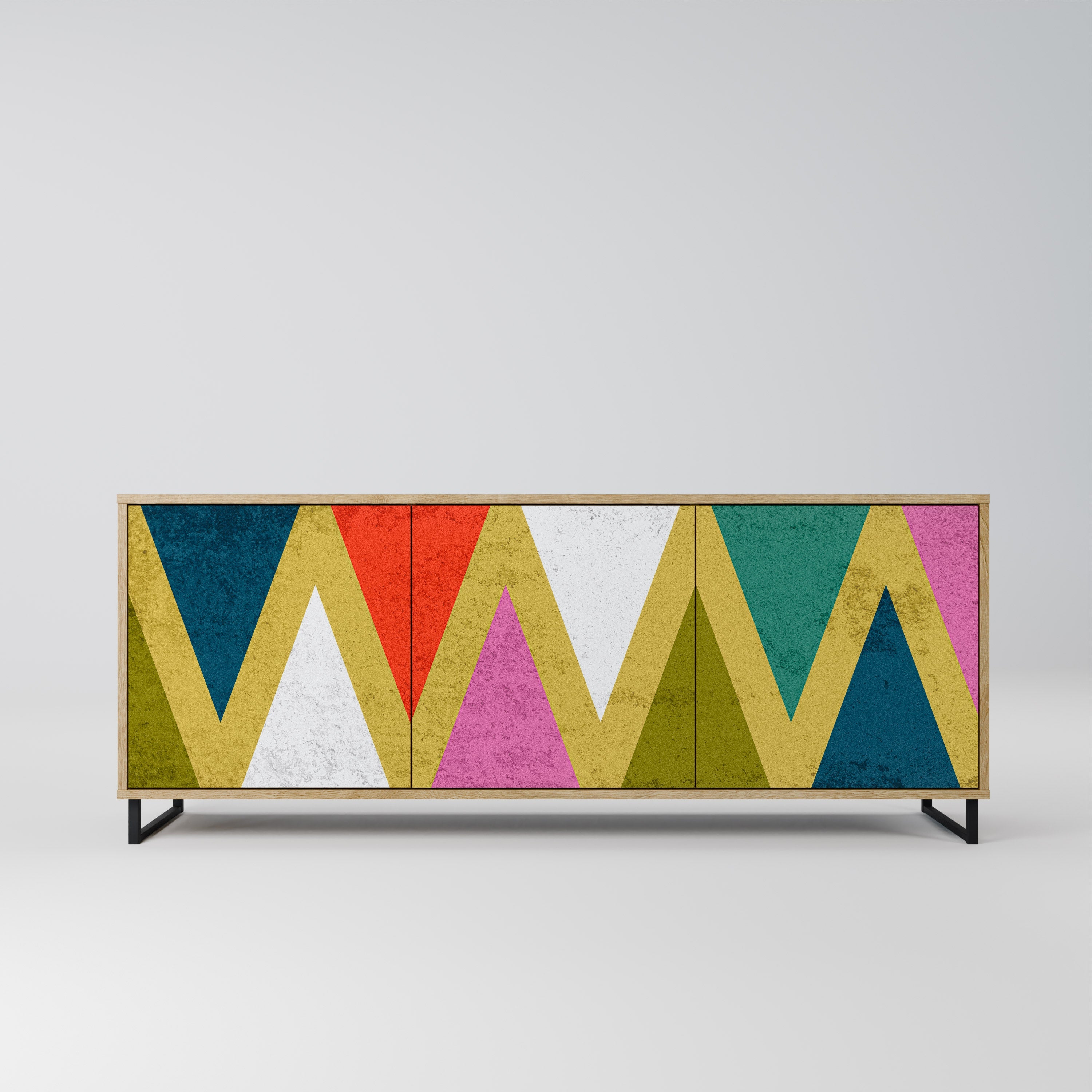 COLORFUL TRIANGLES 3-türiges Sideboard in Eichenoptik