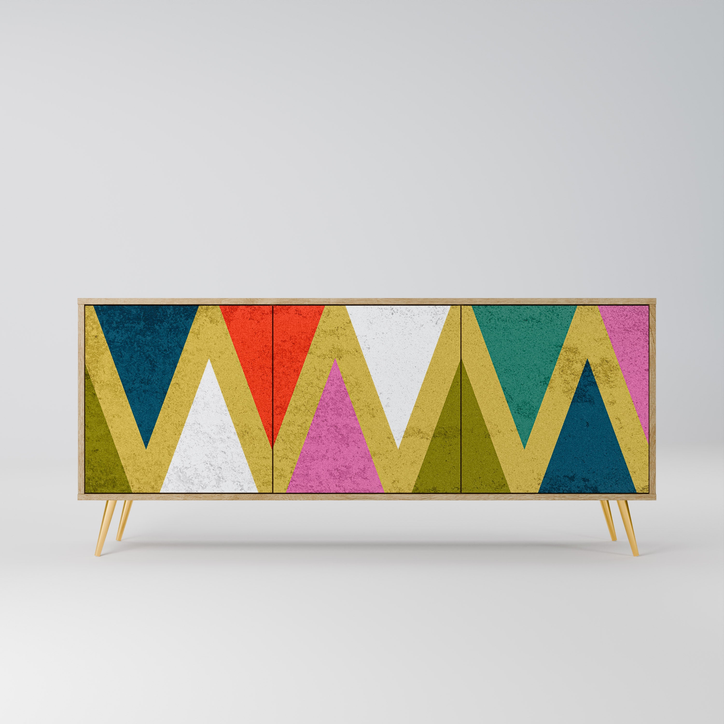 COLORFUL TRIANGLES 3-türiges Sideboard in Eichenoptik