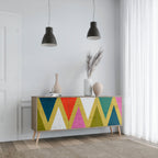 COLORFUL TRIANGLES Sideboard mit 3 Türen in Eiche-Optik