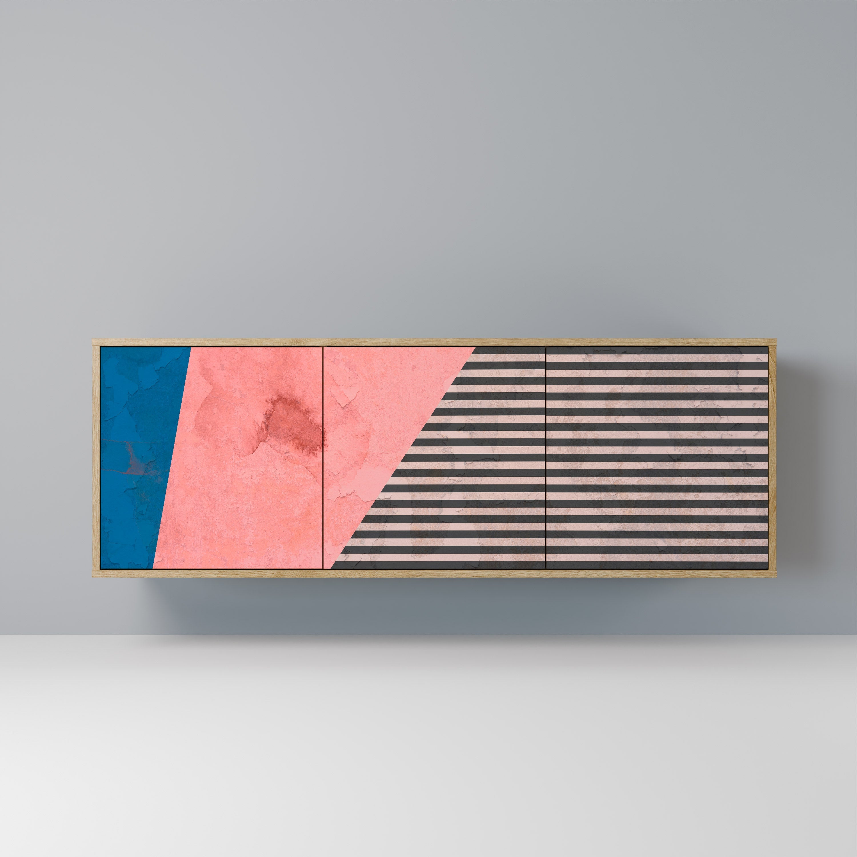 GLAMOROUS STRIPE 3-türiges Sideboard in Eichenoptik