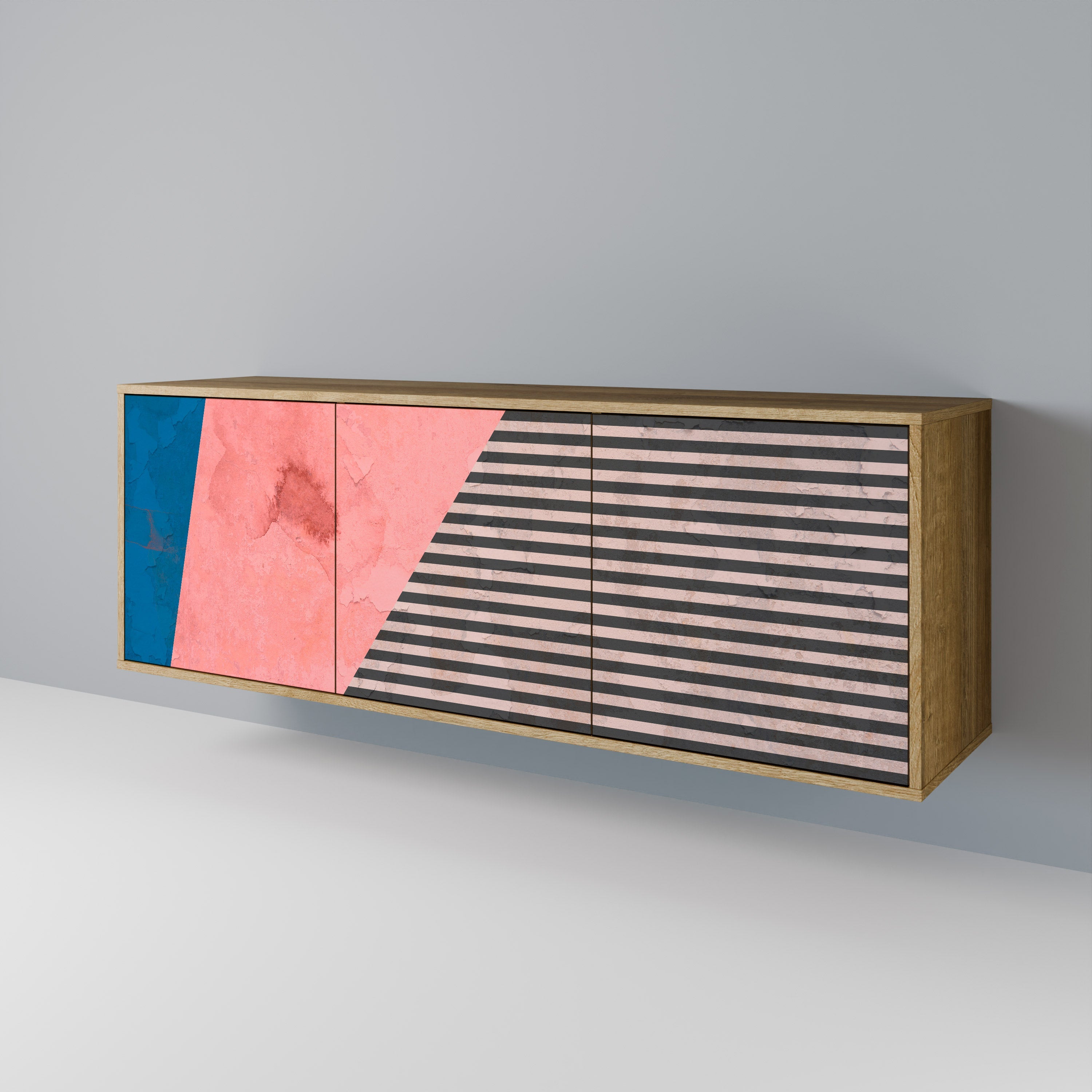 GLAMOROUS STRIPE 3-türiges Sideboard in Eichenoptik