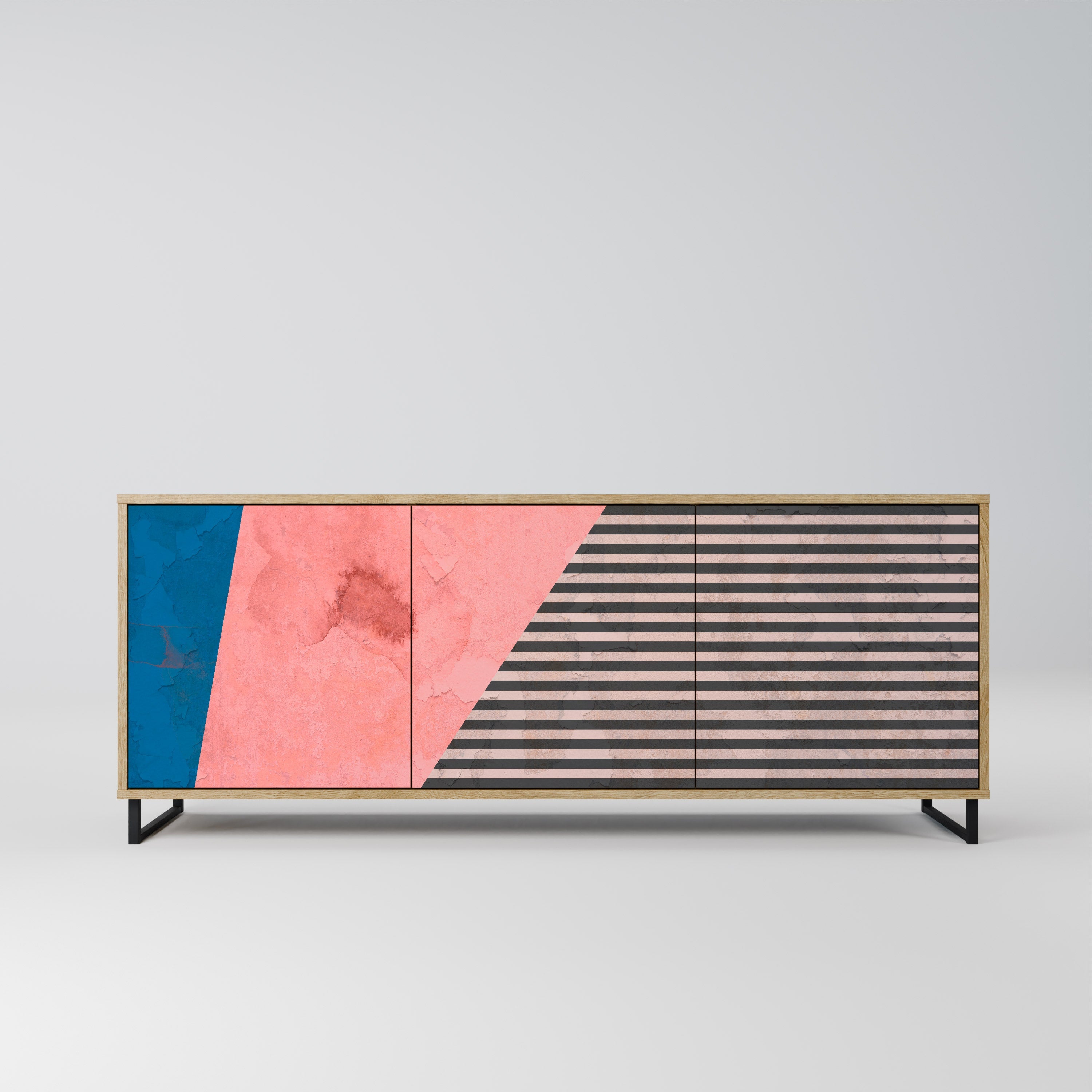 GLAMOROUS STRIPE 3-türiges Sideboard in Eichenoptik