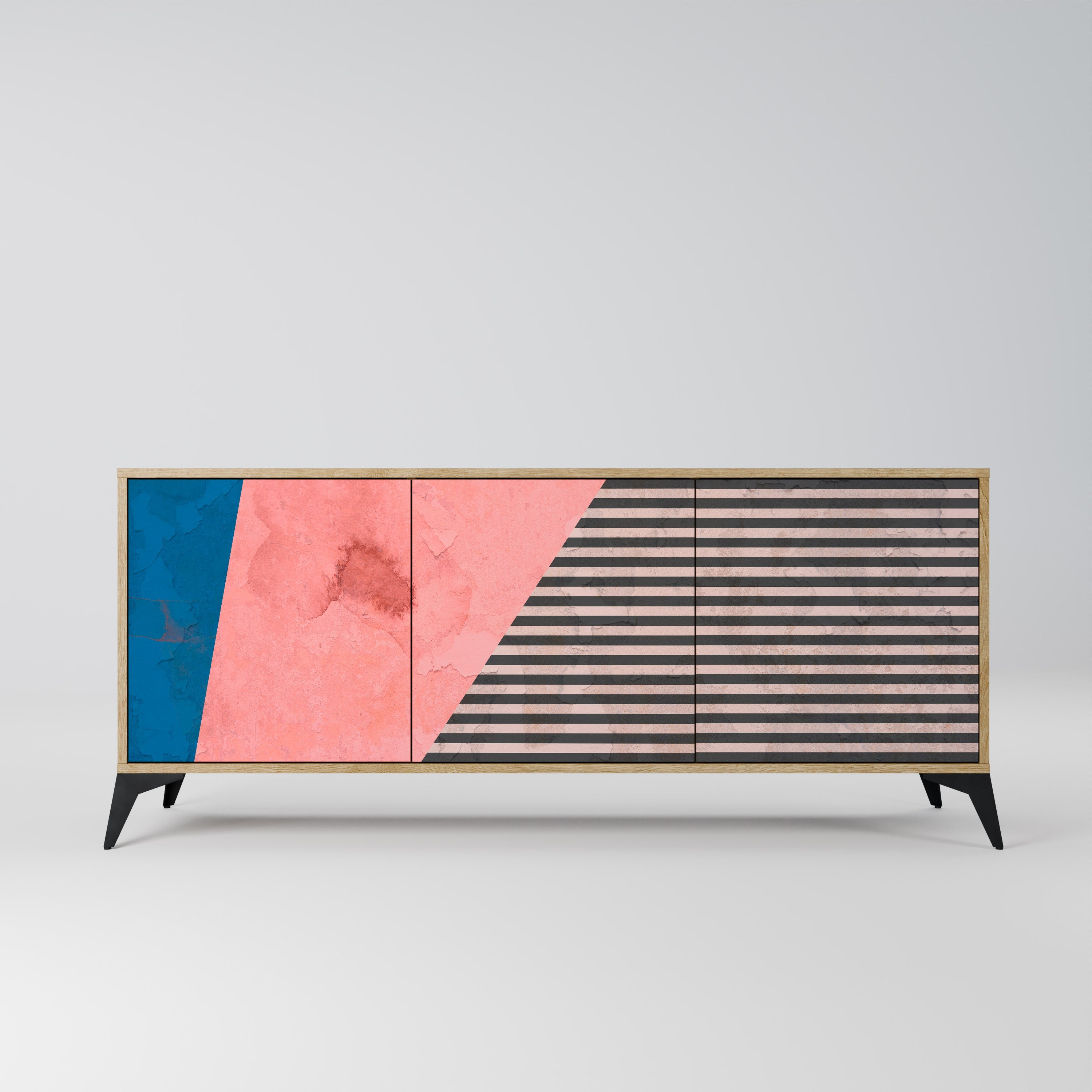 GLAMOROUS STRIPE 3-türiges Sideboard in Eichenoptik