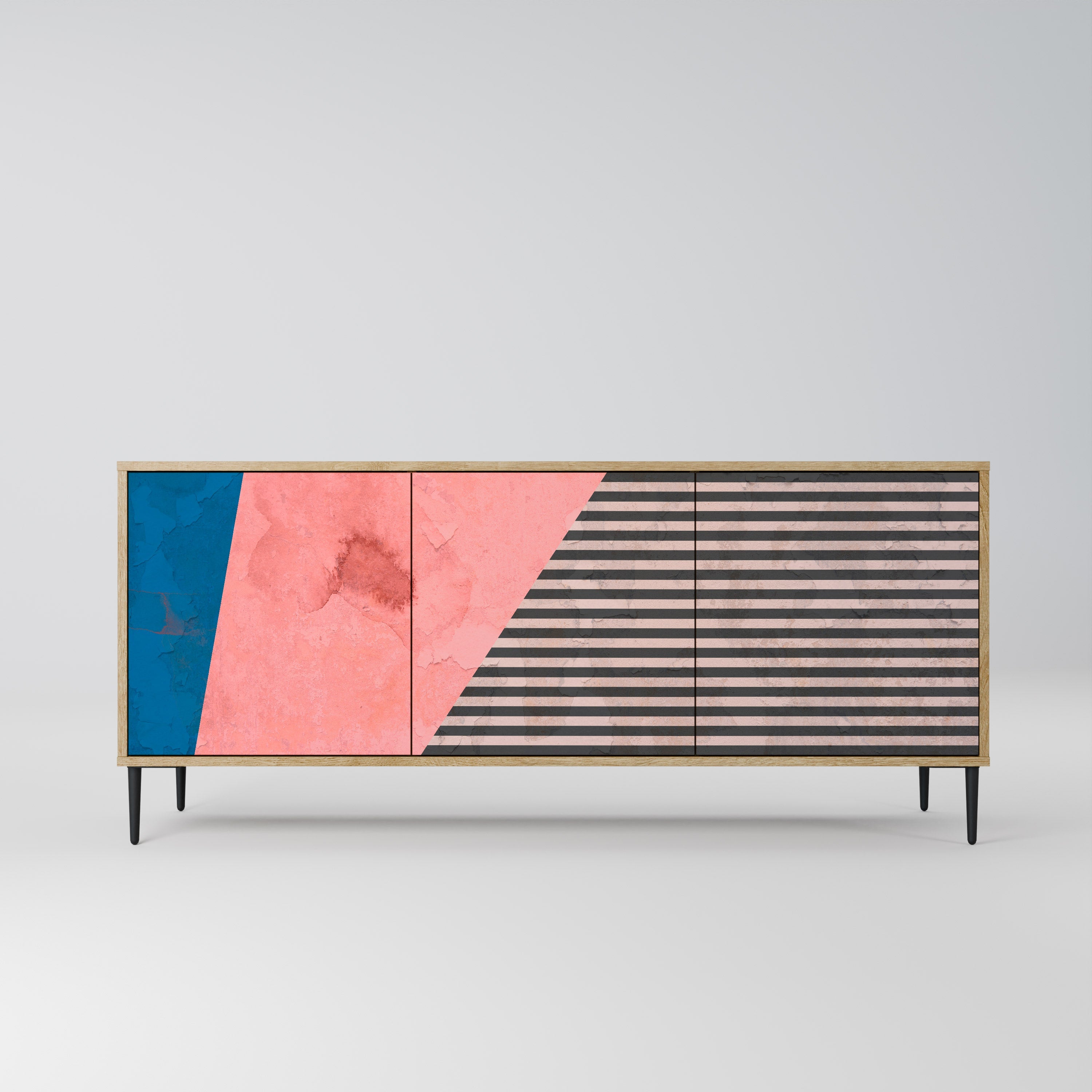 GLAMOROUS STRIPE 3-türiges Sideboard in Eichenoptik