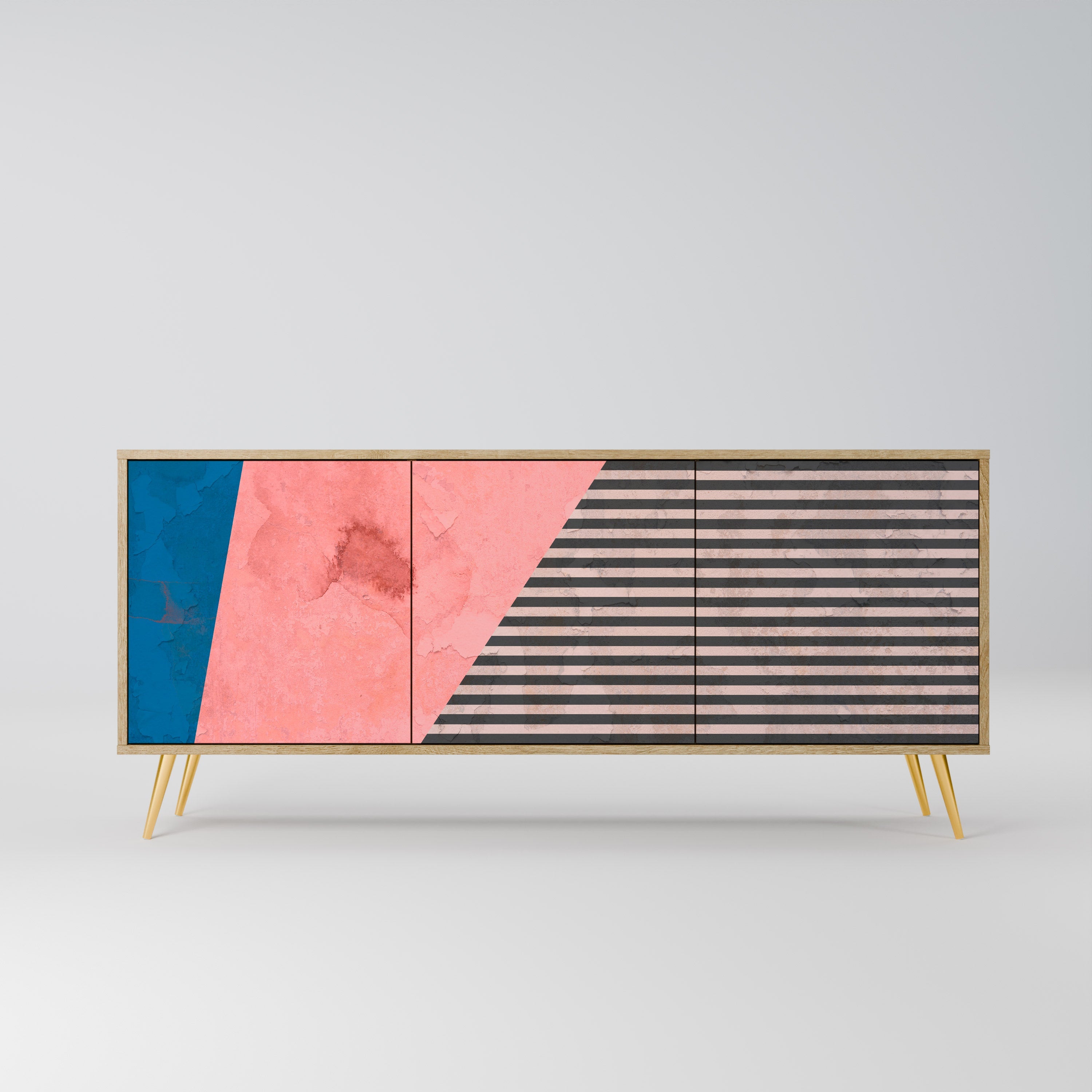 GLAMOROUS STRIPE 3-türiges Sideboard in Eichenoptik