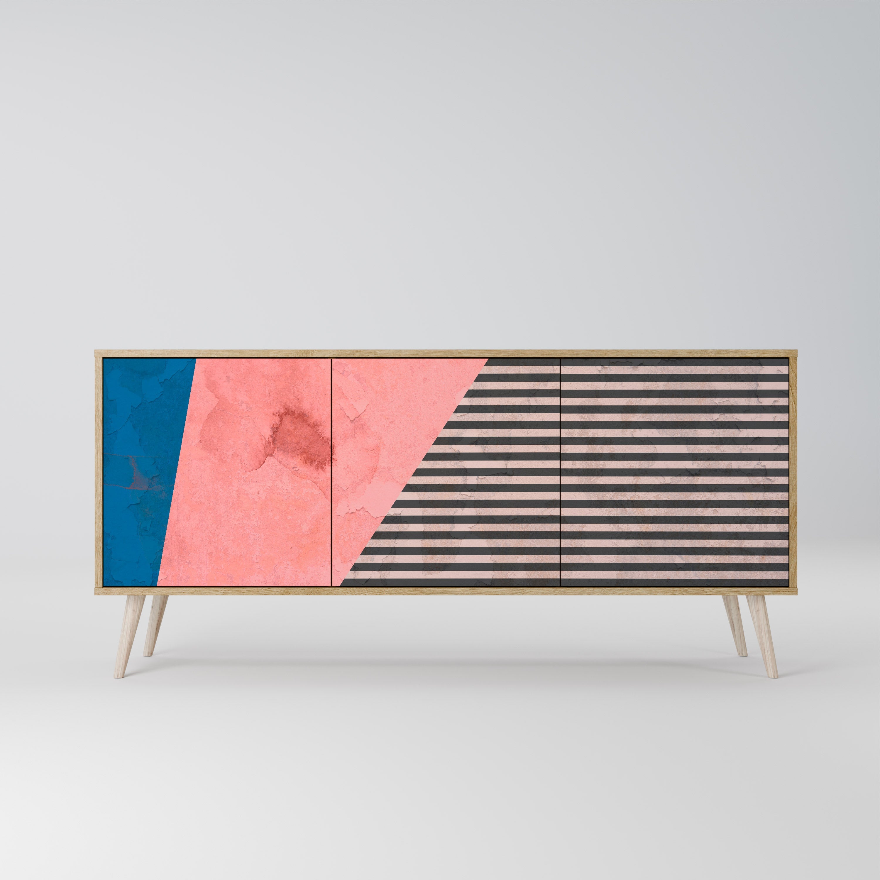 GLAMOROUS STRIPE 3-türiges Sideboard in Eichenoptik