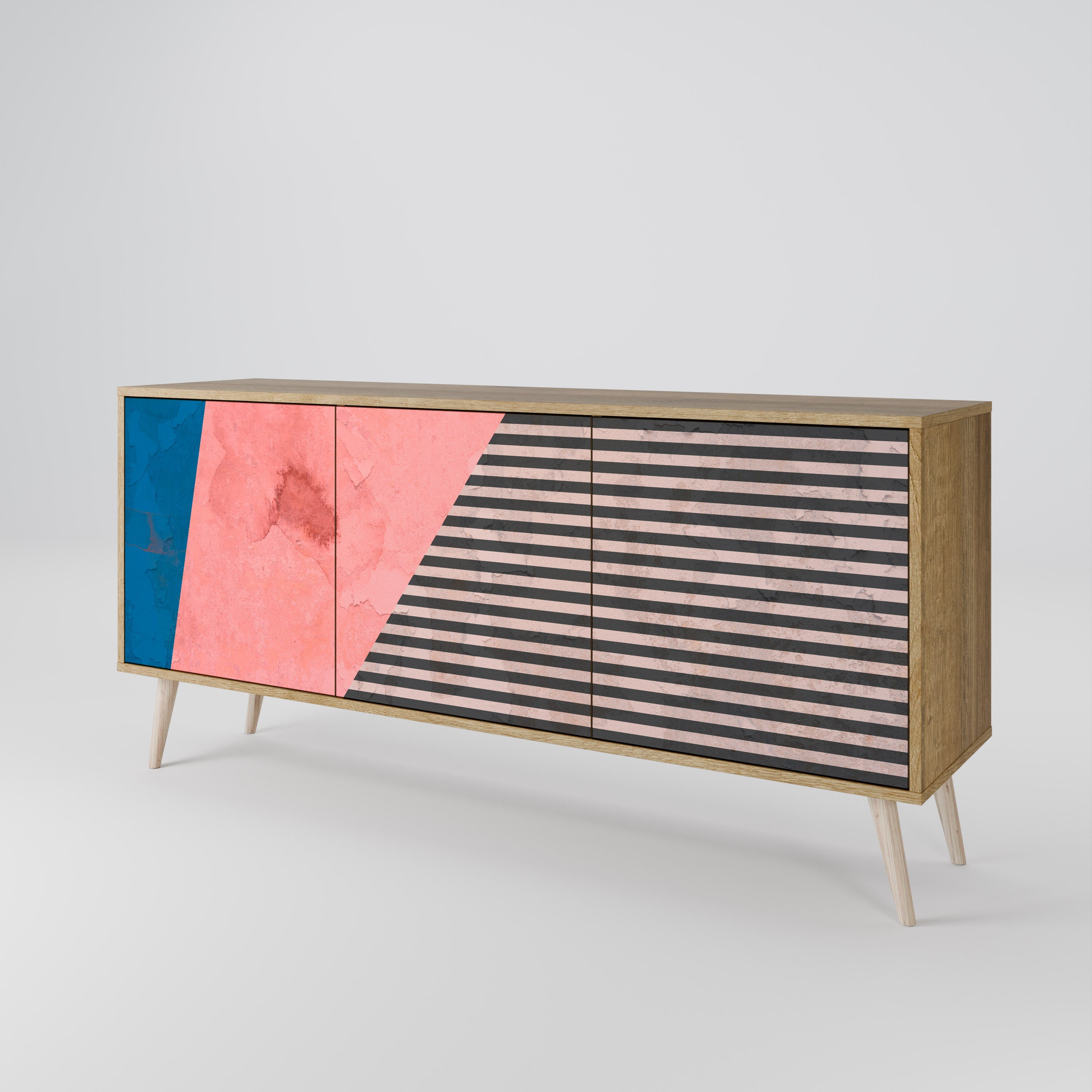 GLAMOROUS STRIPE 3-türiges Sideboard in Eichenoptik