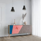 GLAMOROUS STRIPE Sideboard mit 3 Türen in Eiche-Optik