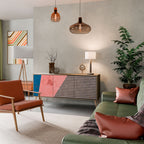 GLAMOROUS STRIPE Sideboard mit 3 Türen in Eiche-Optik