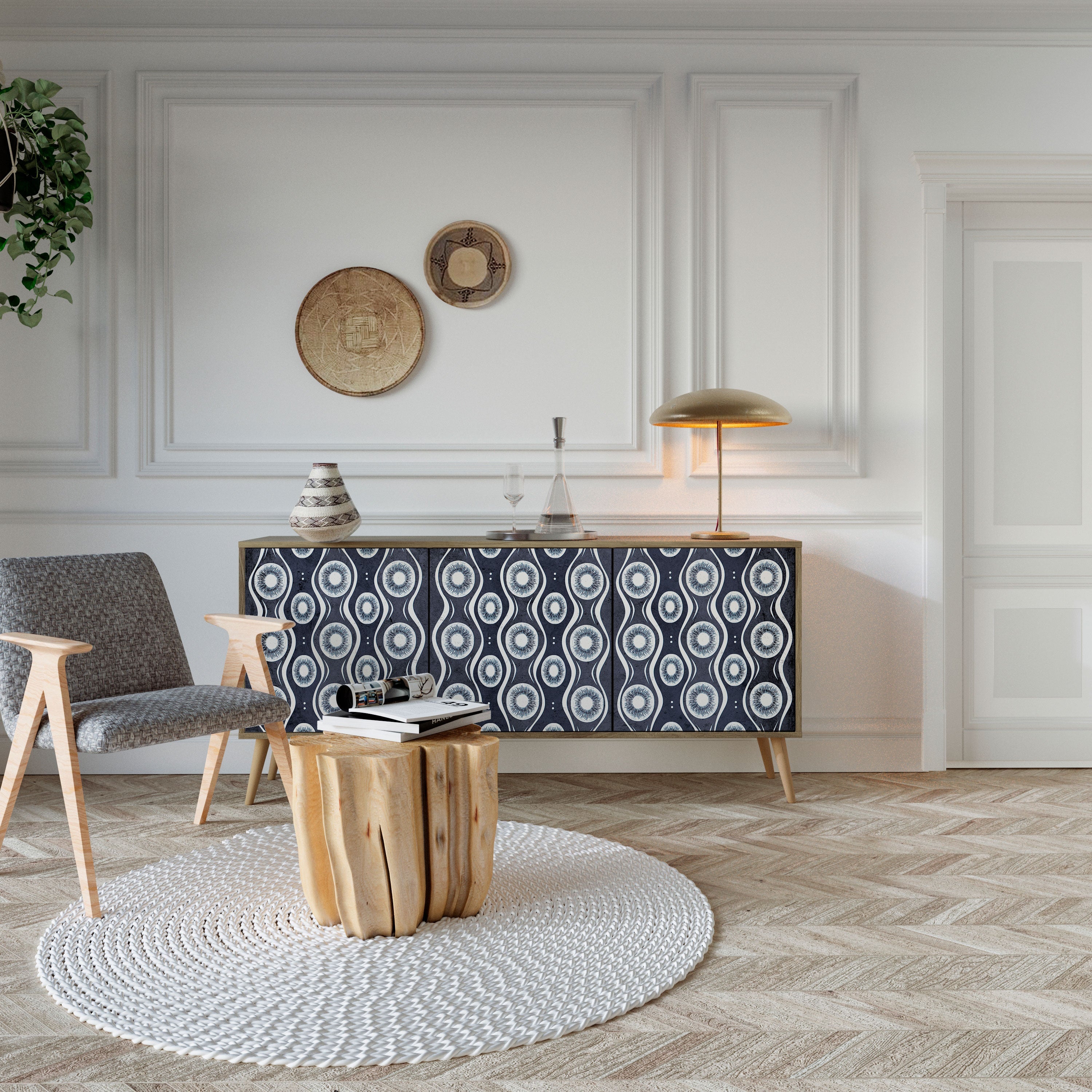 GRAPHITE EYES 3-türiges Sideboard in Eichenoptik