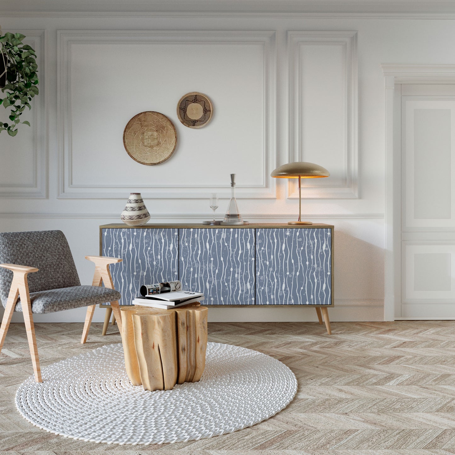 GRAPHITE RAIN 3-türiges Sideboard