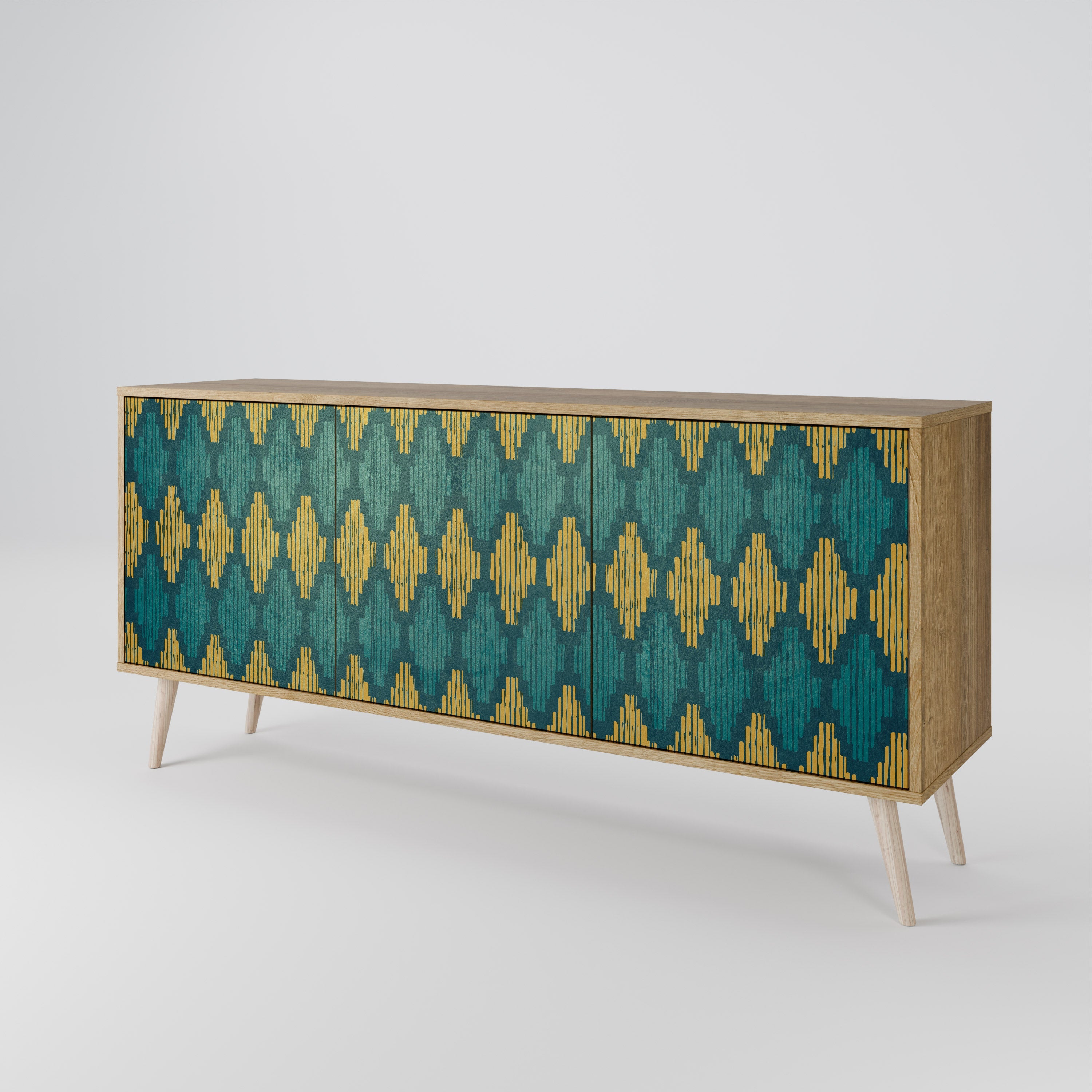 POLYGONS 3-Door Sideboard in Oak Effect