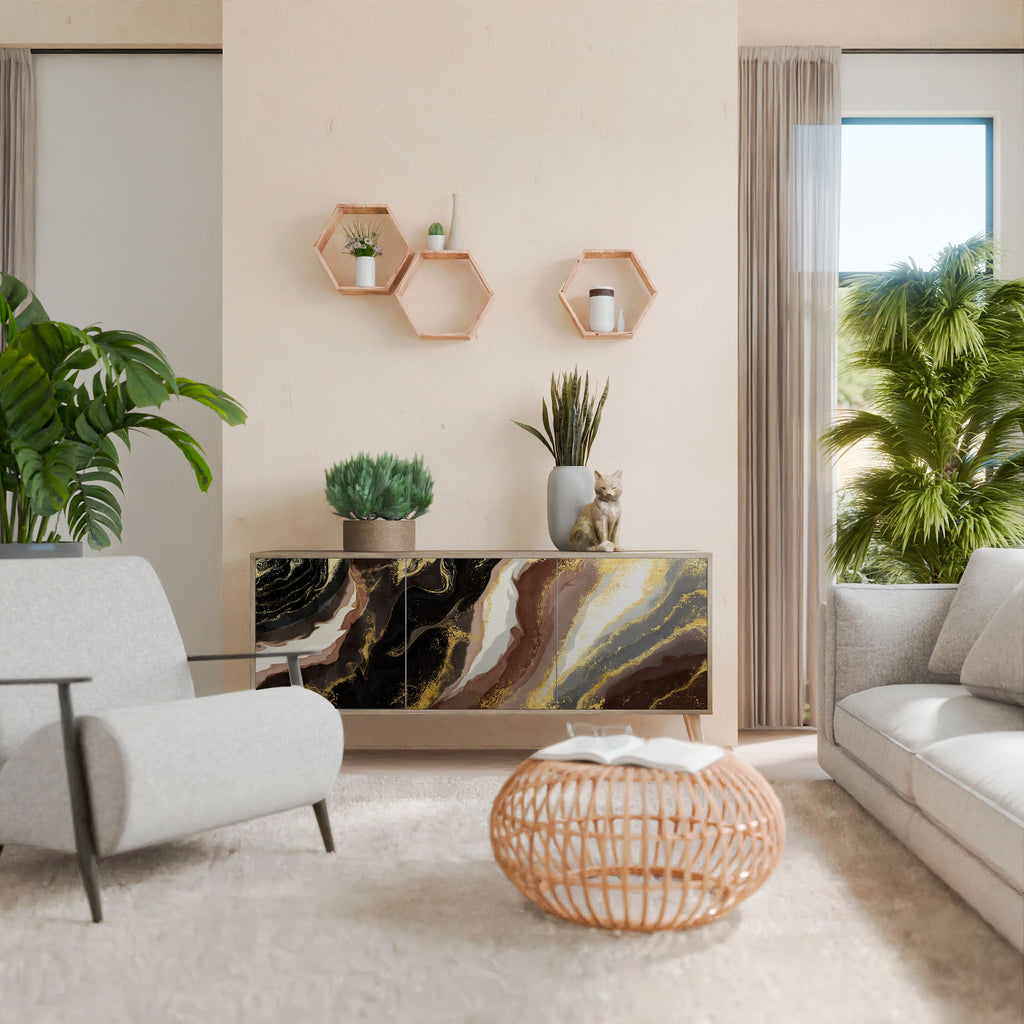 GOLD DUST 3-Door Sideboard in Oak Effect