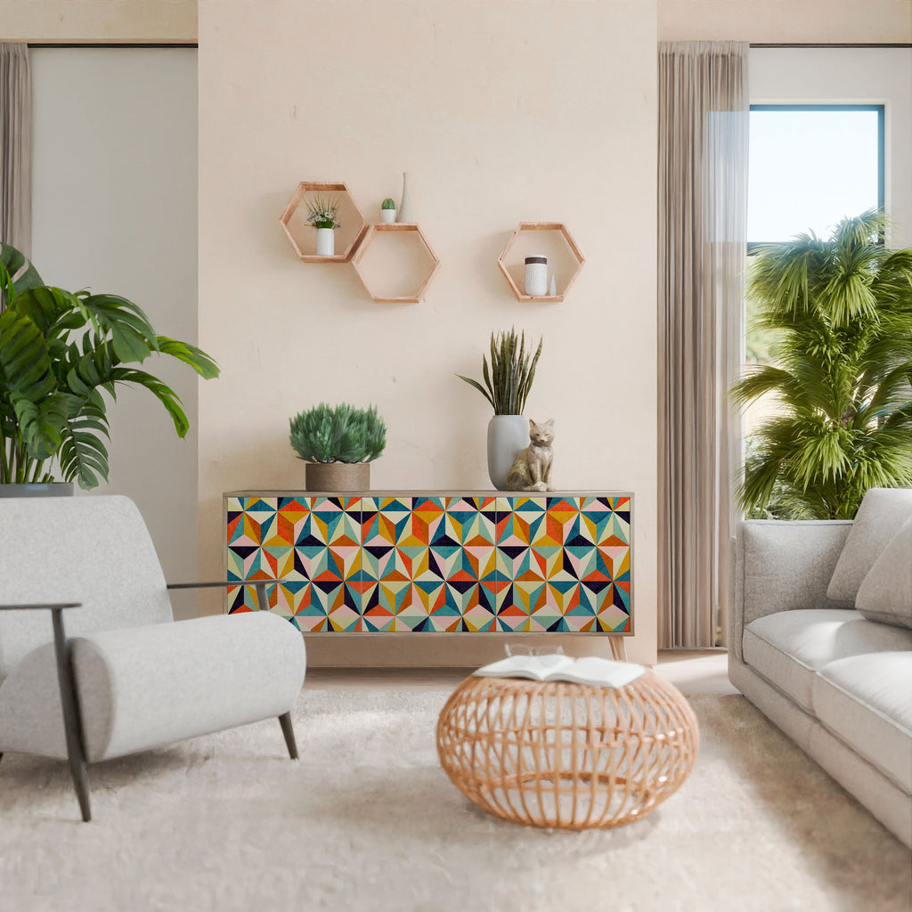 TESSELATE TREASURES 3-Door Sideboard in Oak Effect