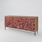 PAINTED SQUARES 3-Door Sideboard in Oak Effect