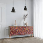 PAINTED SQUARES 3-Door Sideboard in Oak Effect