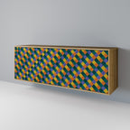 PAINTED SQUARES MIX Sideboard mit 3 Türen in Eiche-Optik